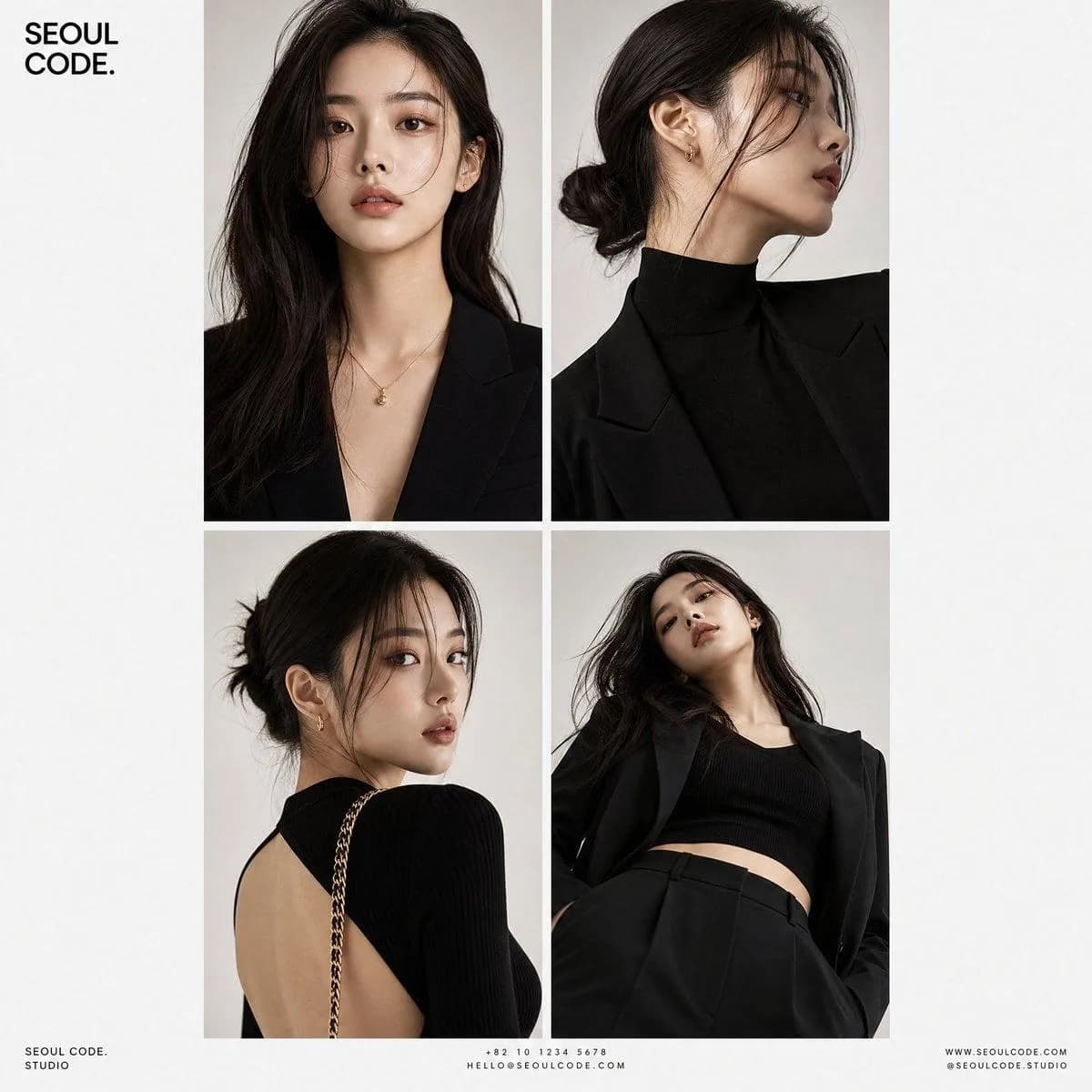 Korean Luxury Fashion Editorial 2x2 Portrait Grid AI Prompt