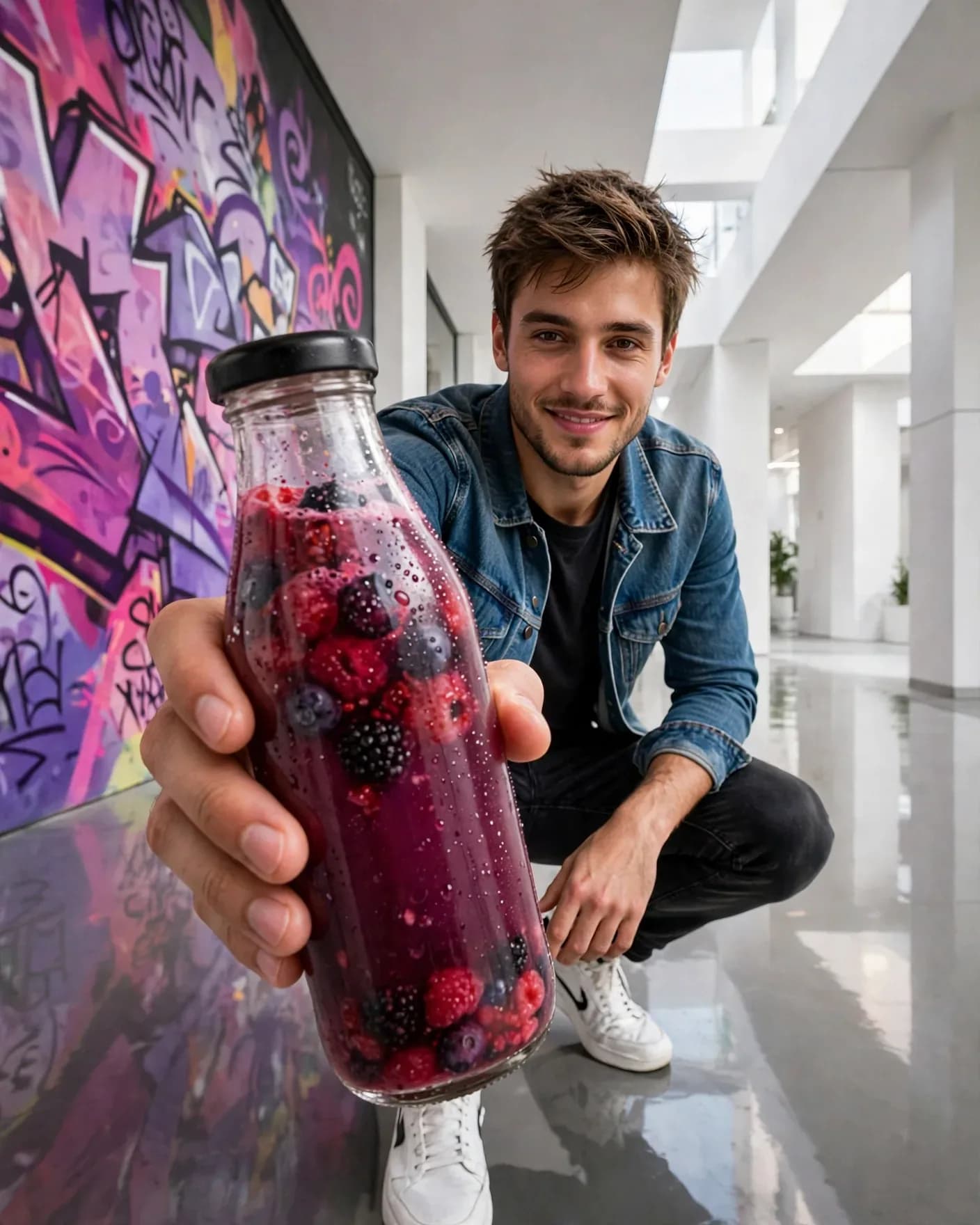 Berry Juice Lifestyle Beverage Campaign — Premium Product Advertisement Poster | Editable AI Prompt