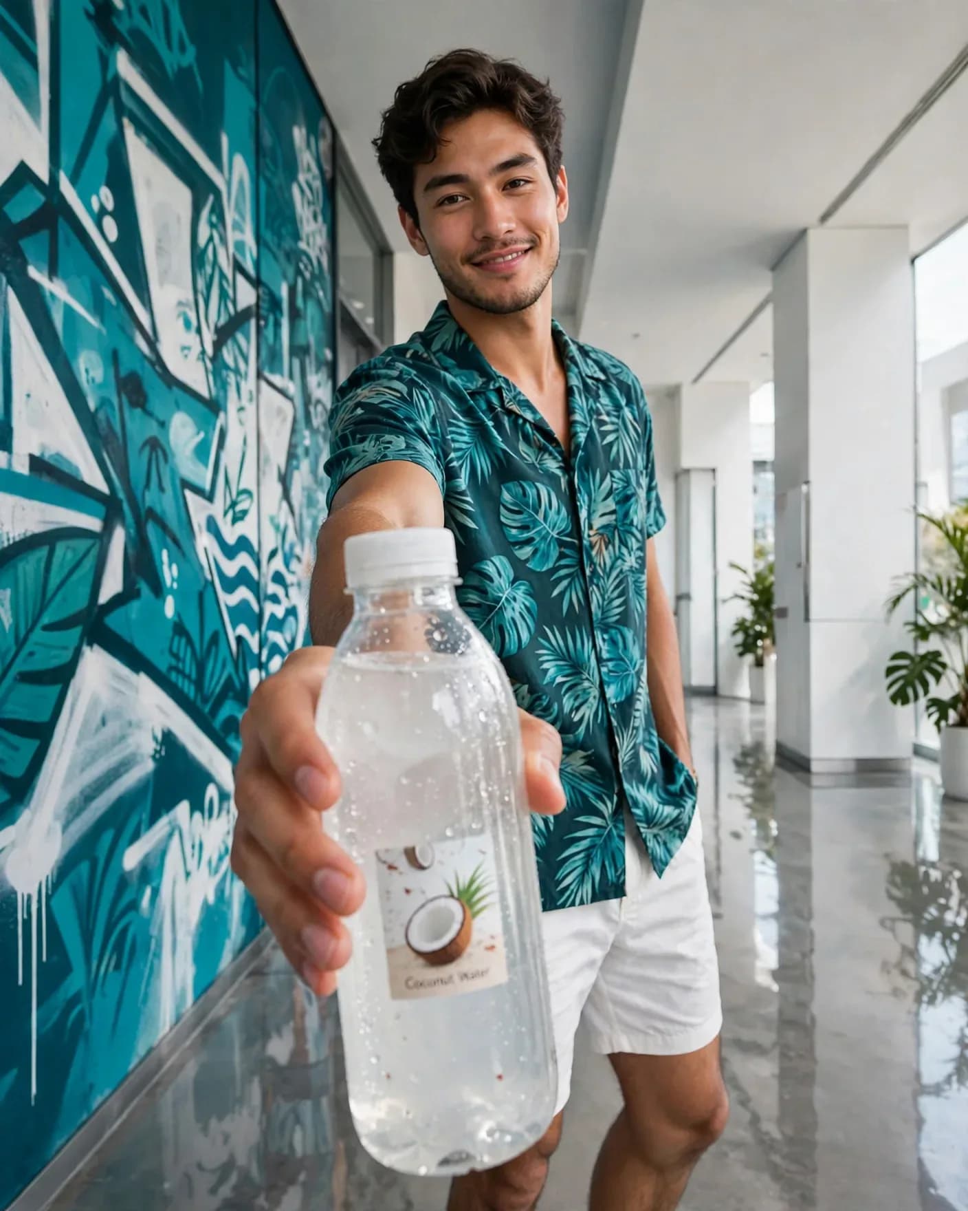 Coconut Water Lifestyle Beverage Campaign — Premium Product Advertisement Poster | Editable AI Prompt