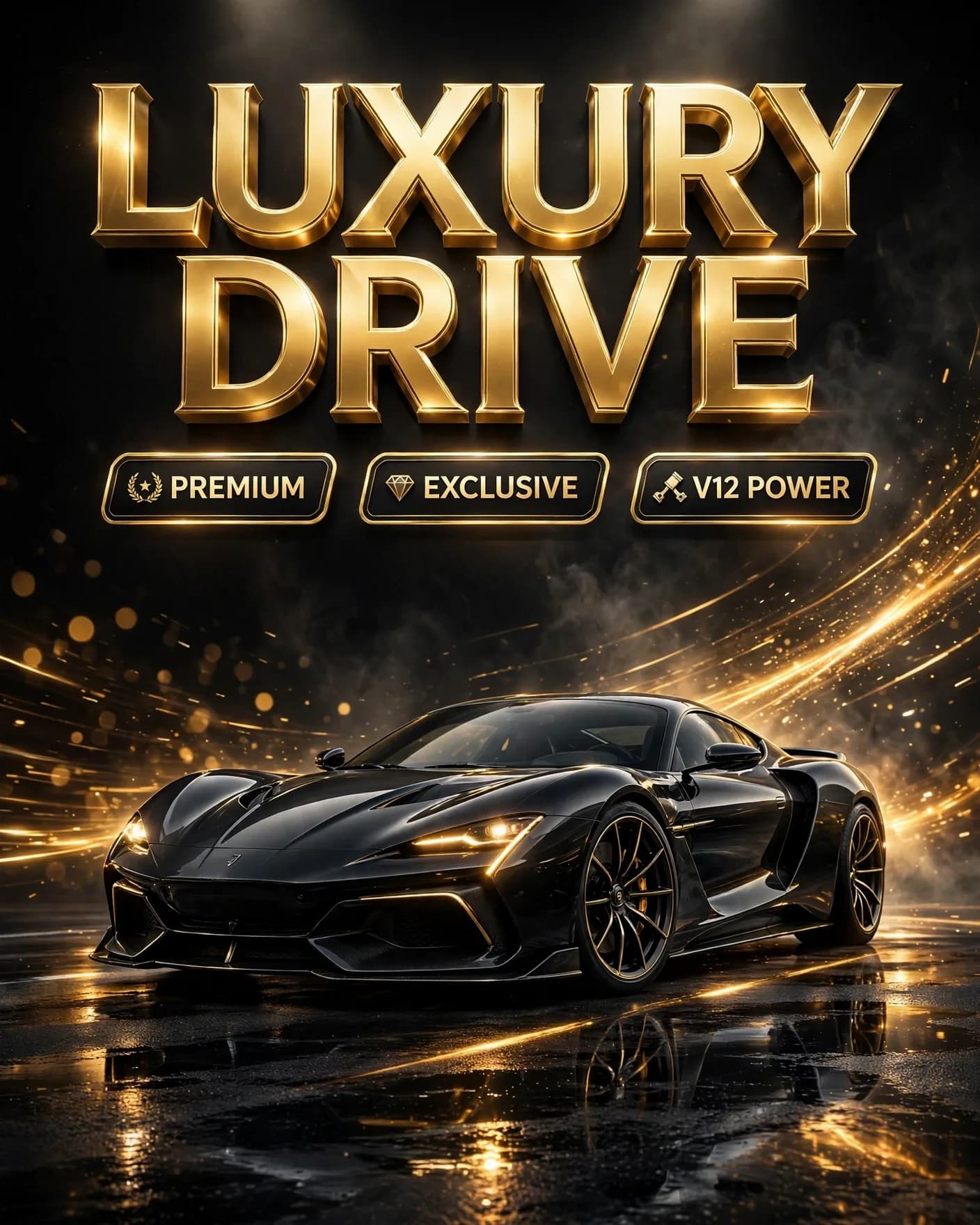 Luxury Car Ad Poster — Golden Cinematic Automotive Commercial | Editable AI Prompt
