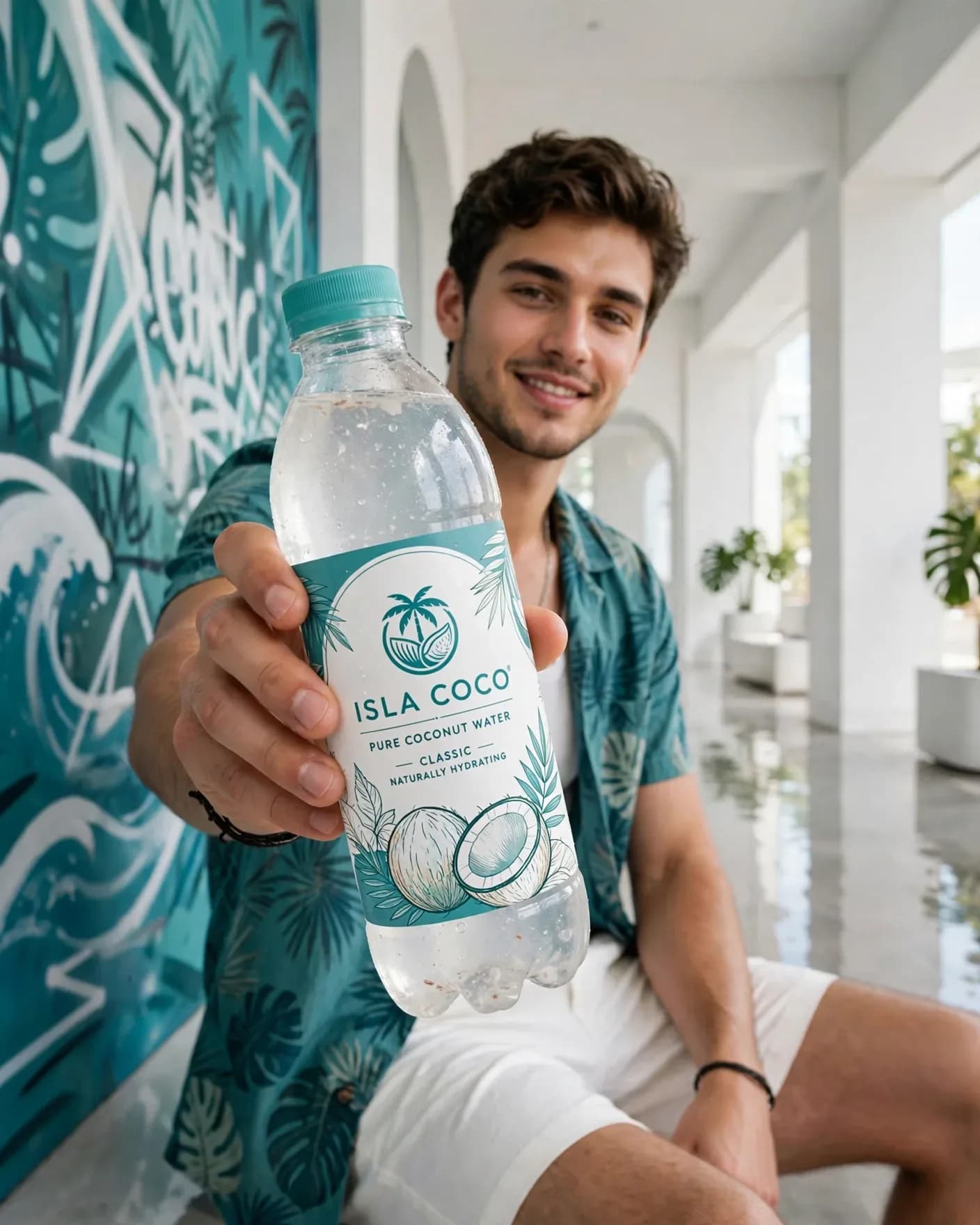 Coconut Water Lifestyle Beverage Campaign — Premium Product Advertisement Poster | Editable AI Prompt