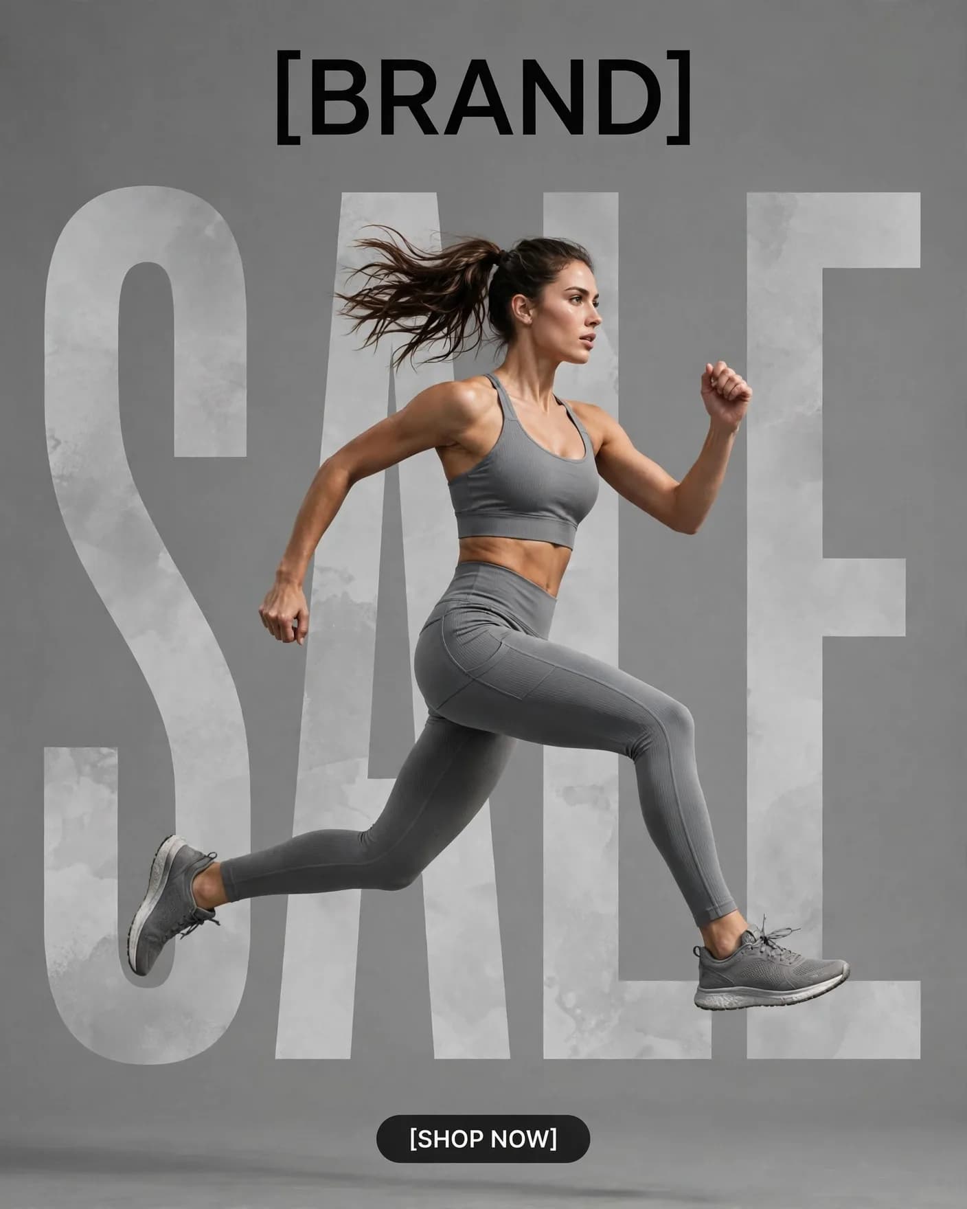 Athleisure Promo — Grey Studio Sale Campaign Poster | Editable AI Prompt