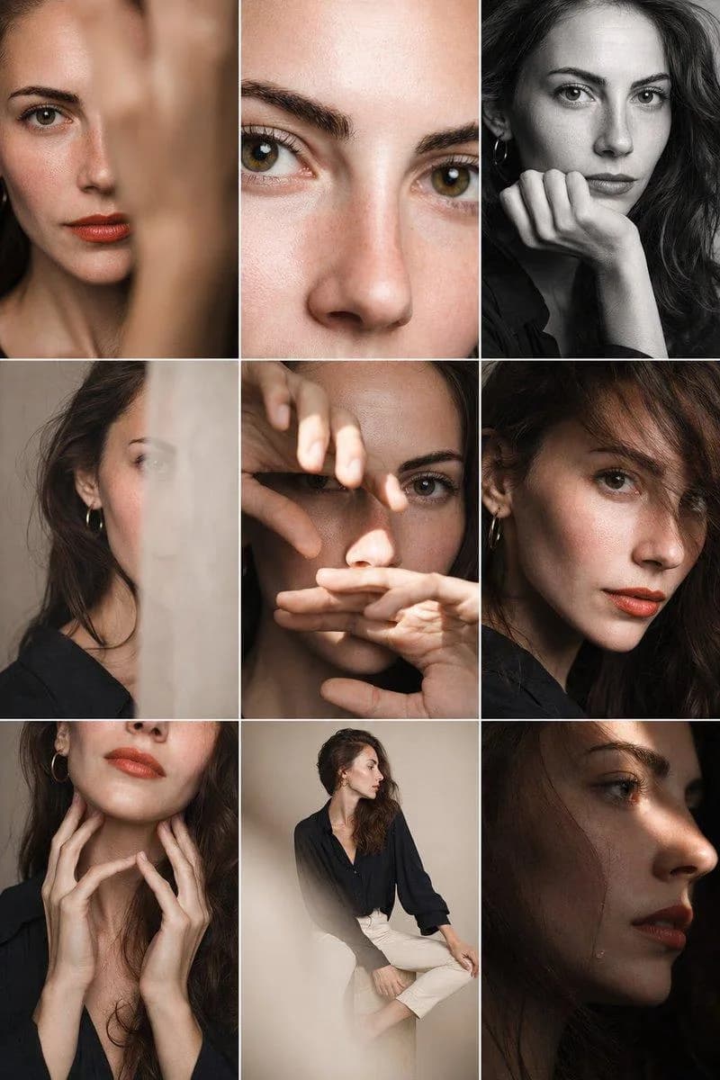 9 Panel Editorial Character Portrait Grid AI Prompt