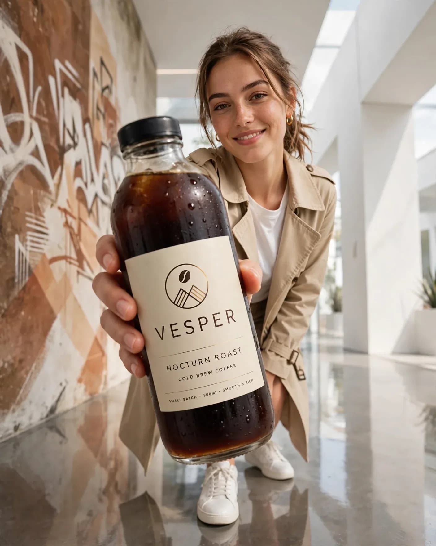 Cold Brew Coffee Lifestyle Beverage Campaign — Premium Product Advertisement Poster | Editable AI Prompt