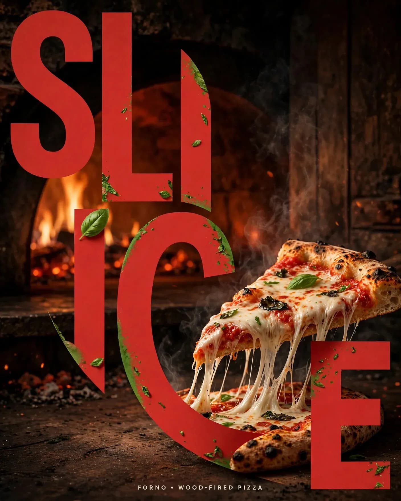 SLICE Pizza Campaign — Bold Typography Food Key Visual | Editable AI Prompt