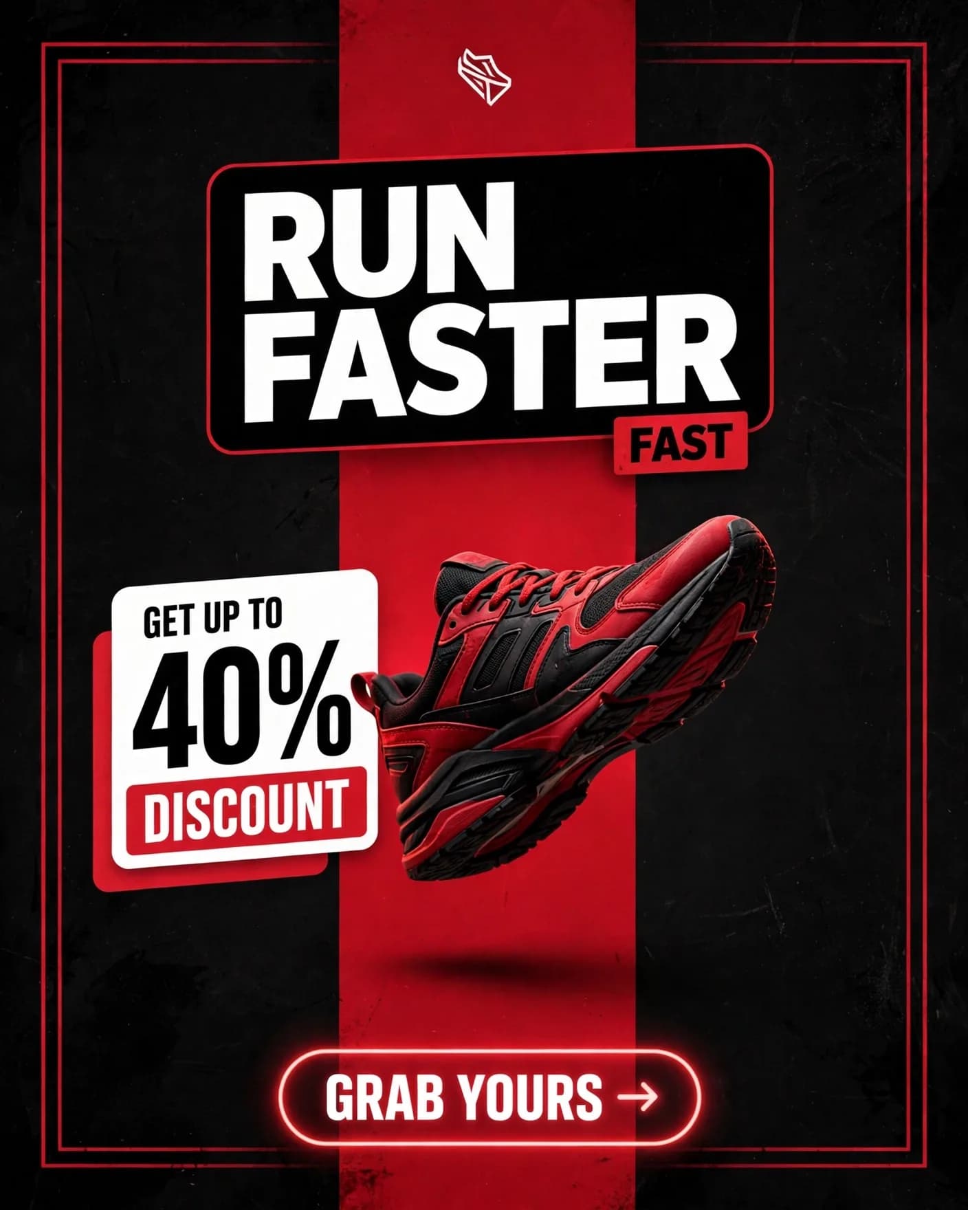 RUN FASTER Running Shoe Campaign — Neon Streetwear Sale Poster | Editable AI Prompt