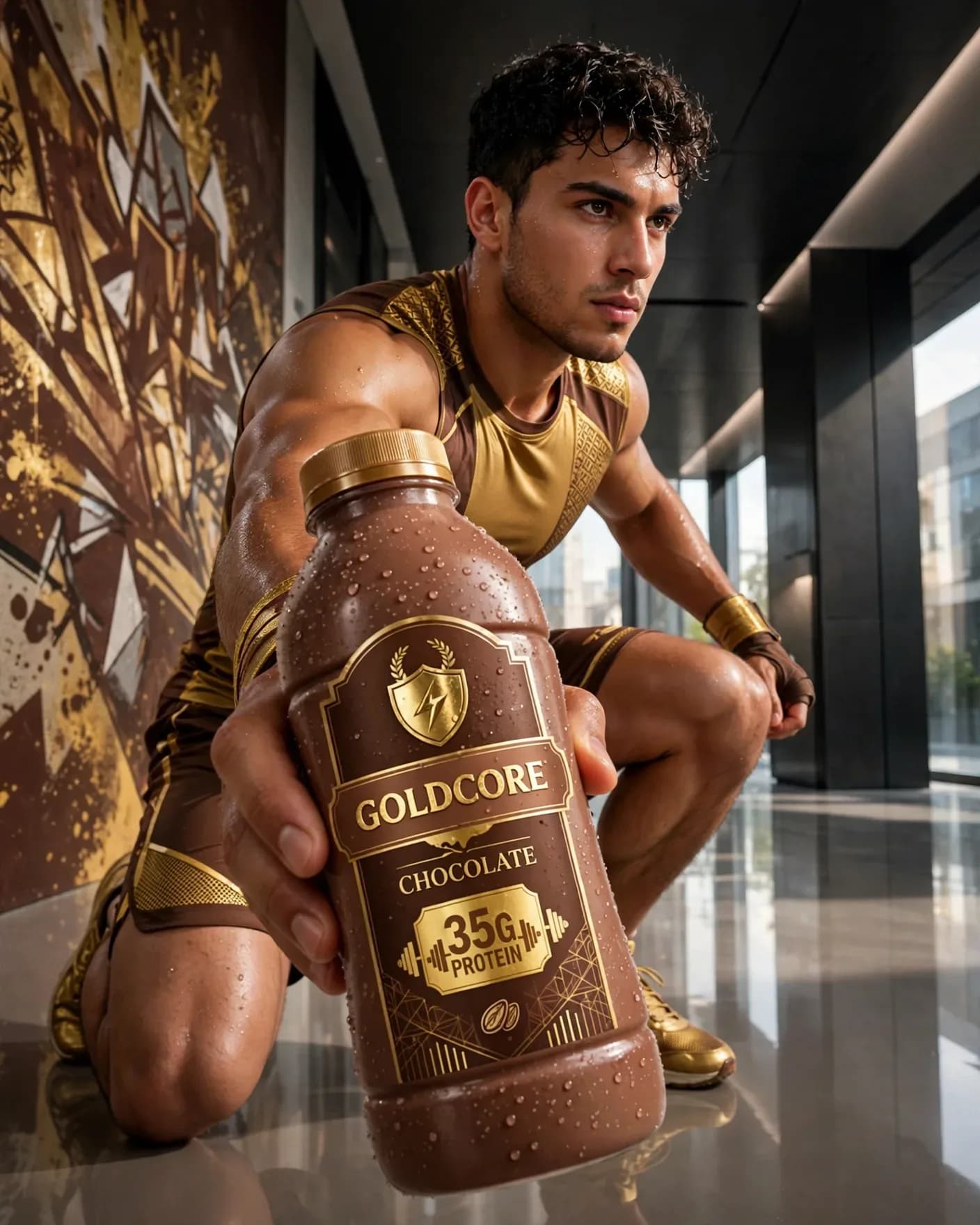 Protein Shake Lifestyle Beverage Campaign — Premium Product Advertisement Poster | Editable AI Prompt