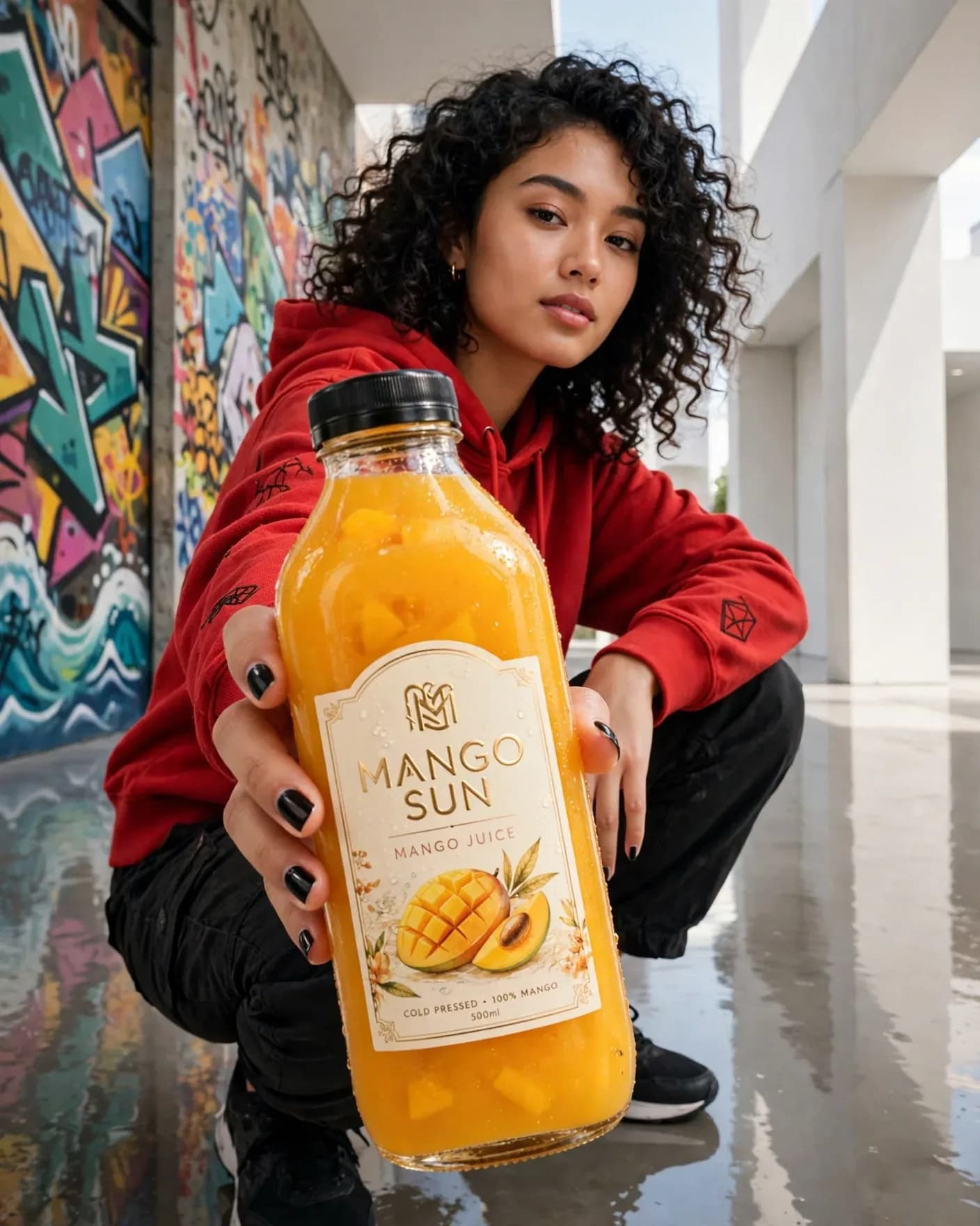 Mango Juice Lifestyle Beverage Campaign — Premium Product Advertisement Poster | Editable AI Prompt