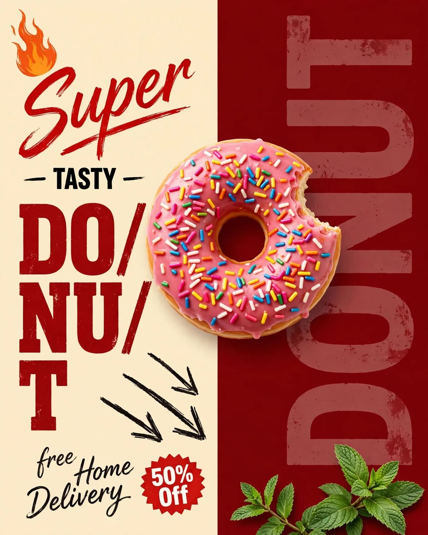 DONUT Fast Food Campaign — Retro Diner Promo Poster | Editable AI Prompt