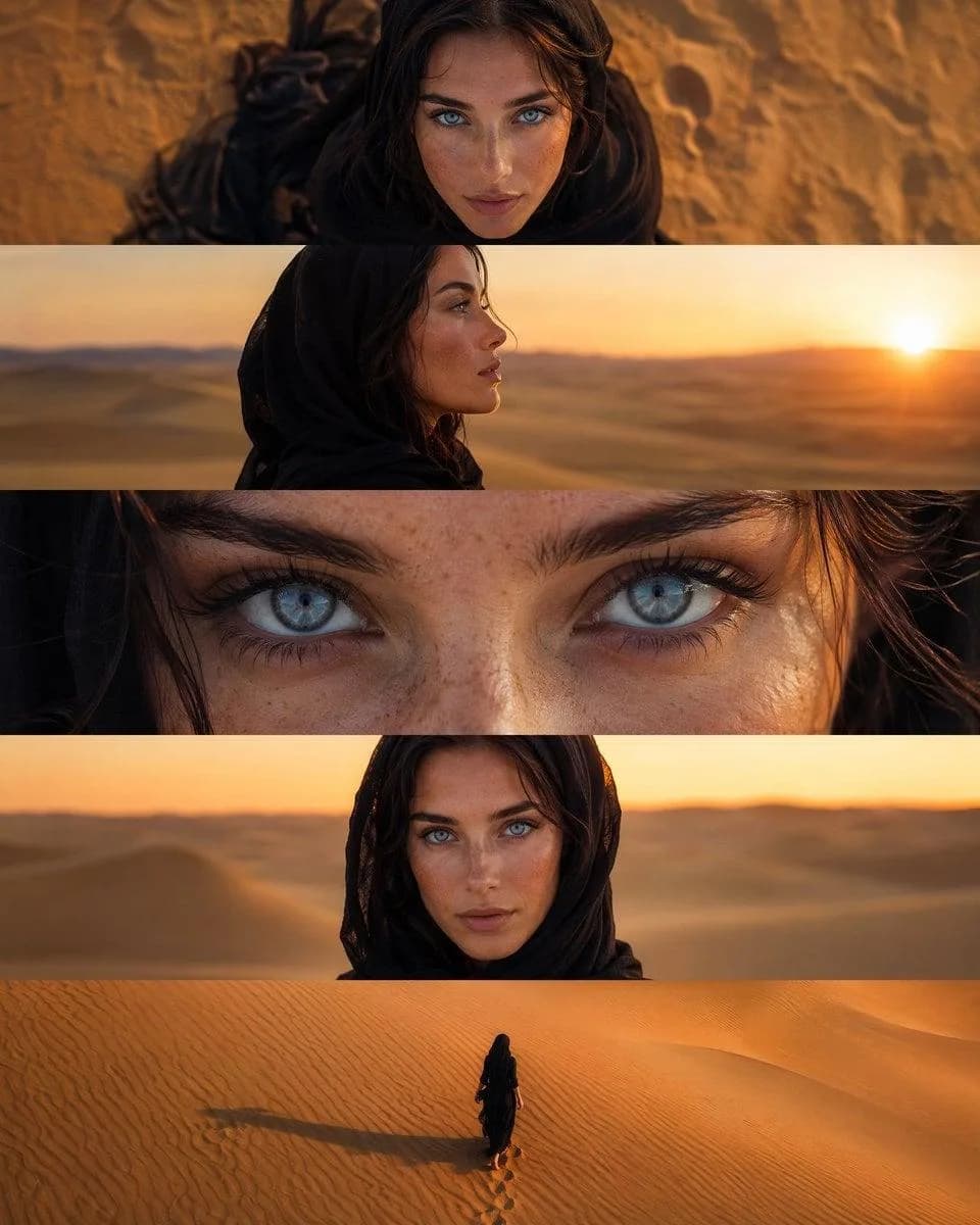 Cinematic Character Consistency Multi Panel Portrait AI Prompt
