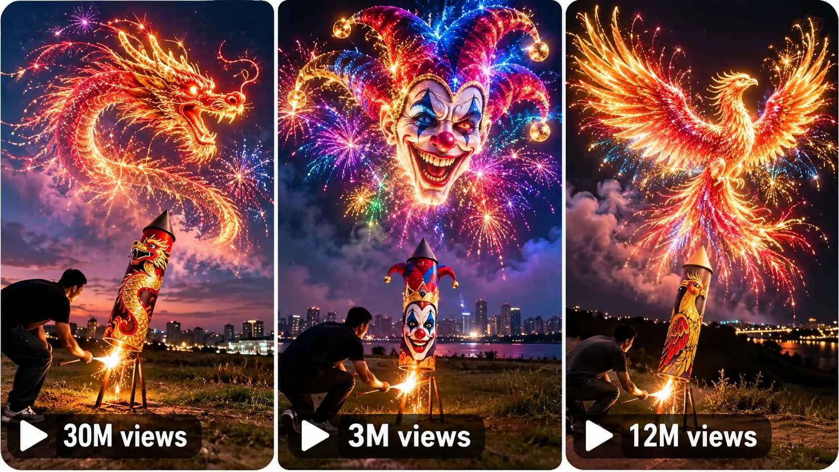 Viral 3D Fireworks Videos with AI 🚀 | 5 Prompts in 1 Click!