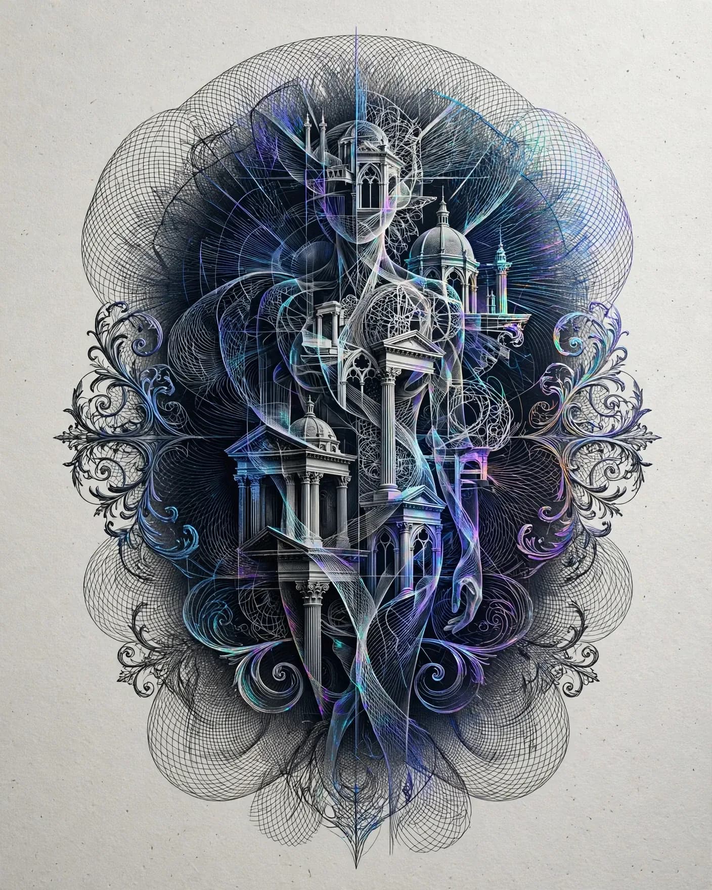 Holographic Security-Print Art Poster Prompt