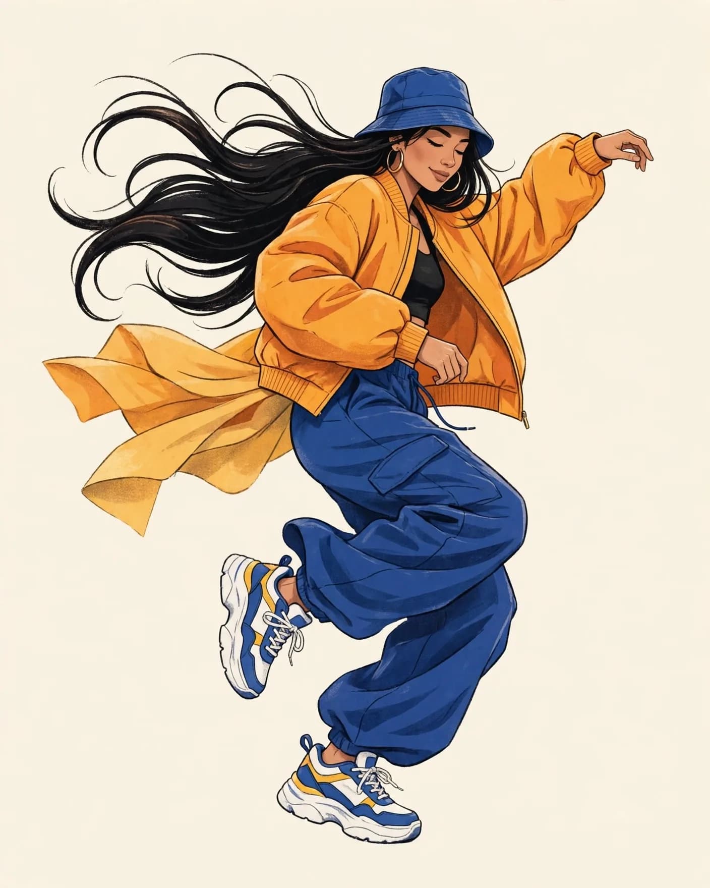 Street Dance Fashion Illustration Editorial Editable AI Prompt