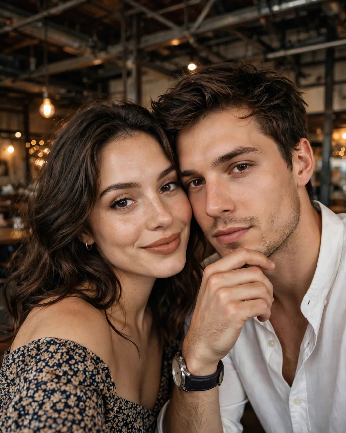 Cozy Couple Cheek-to-Cheek Selfie Prompt