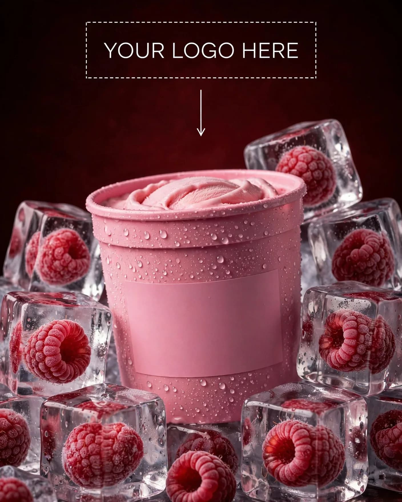 Splash Yogurt Frozen Dessert Splash Ad Editable AI Prompt