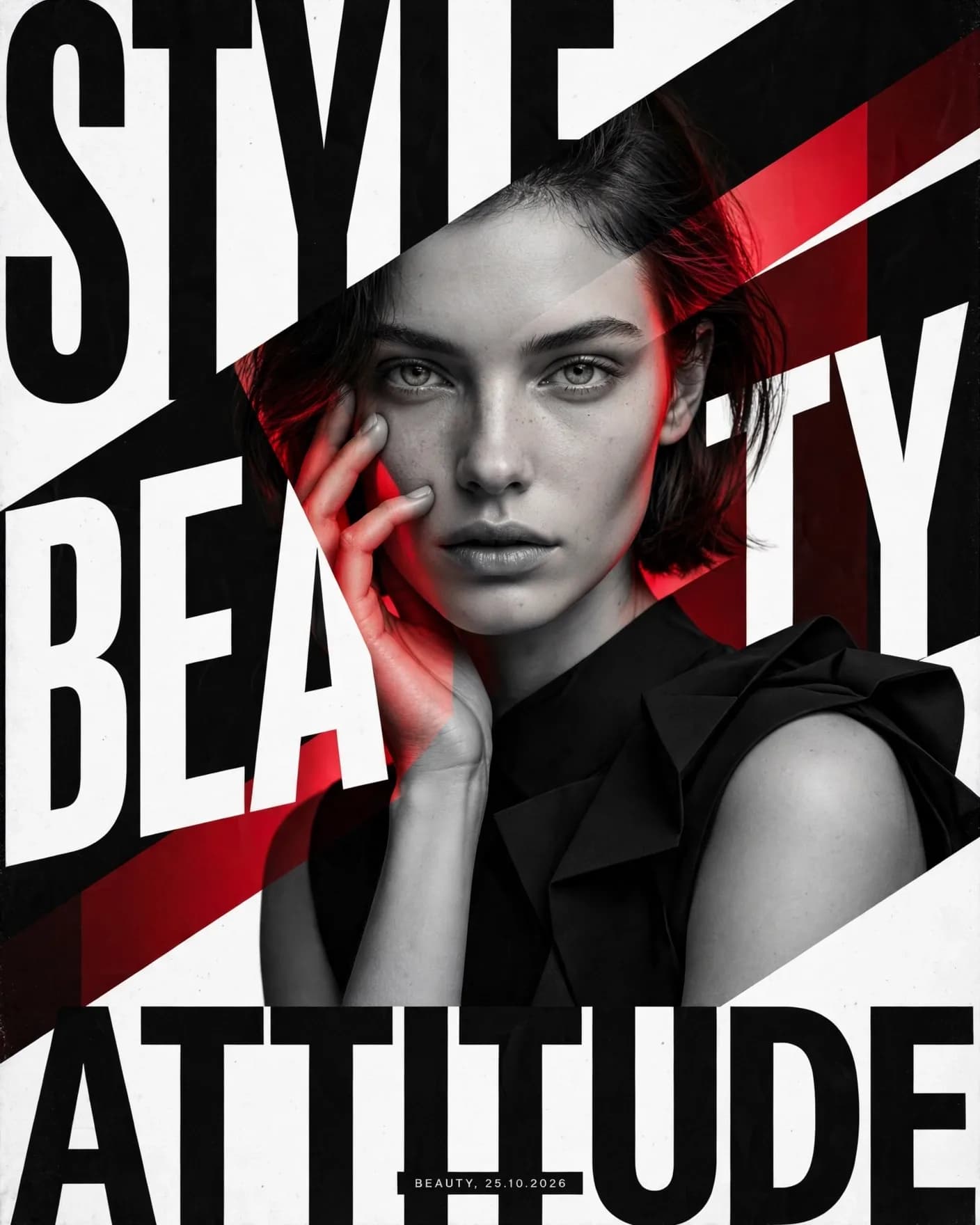 Beauty Editorial Typography Poster Prompt — Giant Swiss-Style Letters