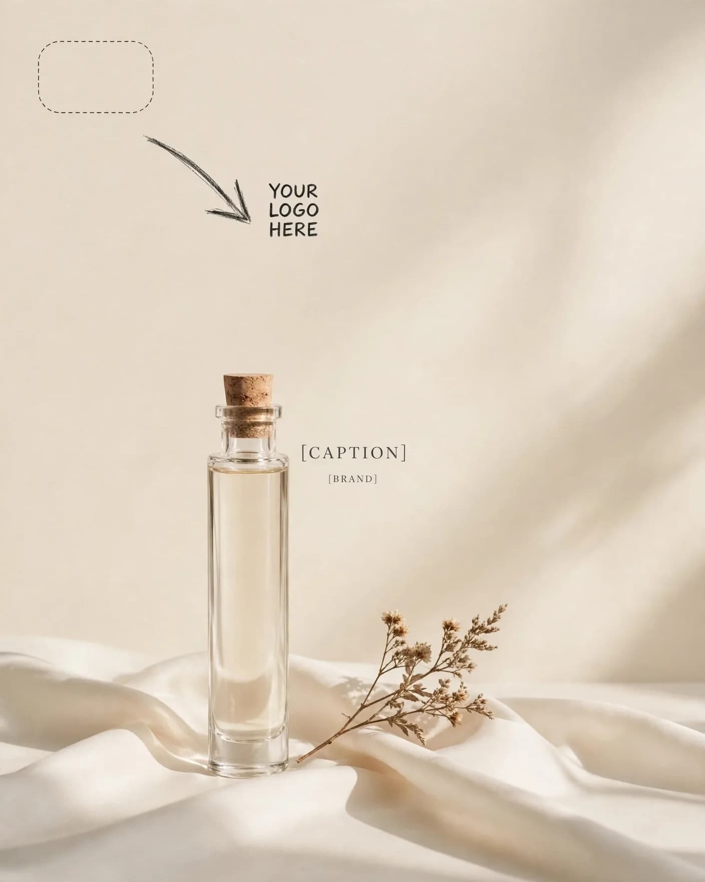 Minimal Beige Perfume Ad Poster Cream Editorial Campaign Editable AI Prompt