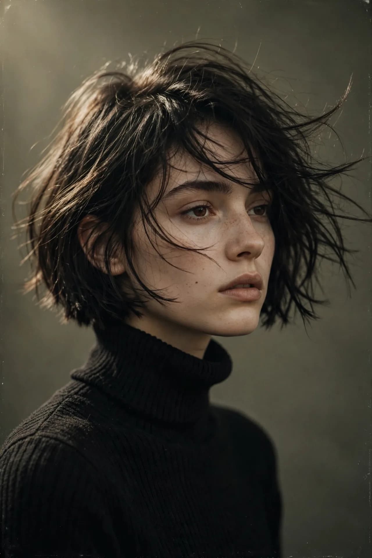 Moody Cinematic Editorial Portrait Prompt with Film Grain (9:16)