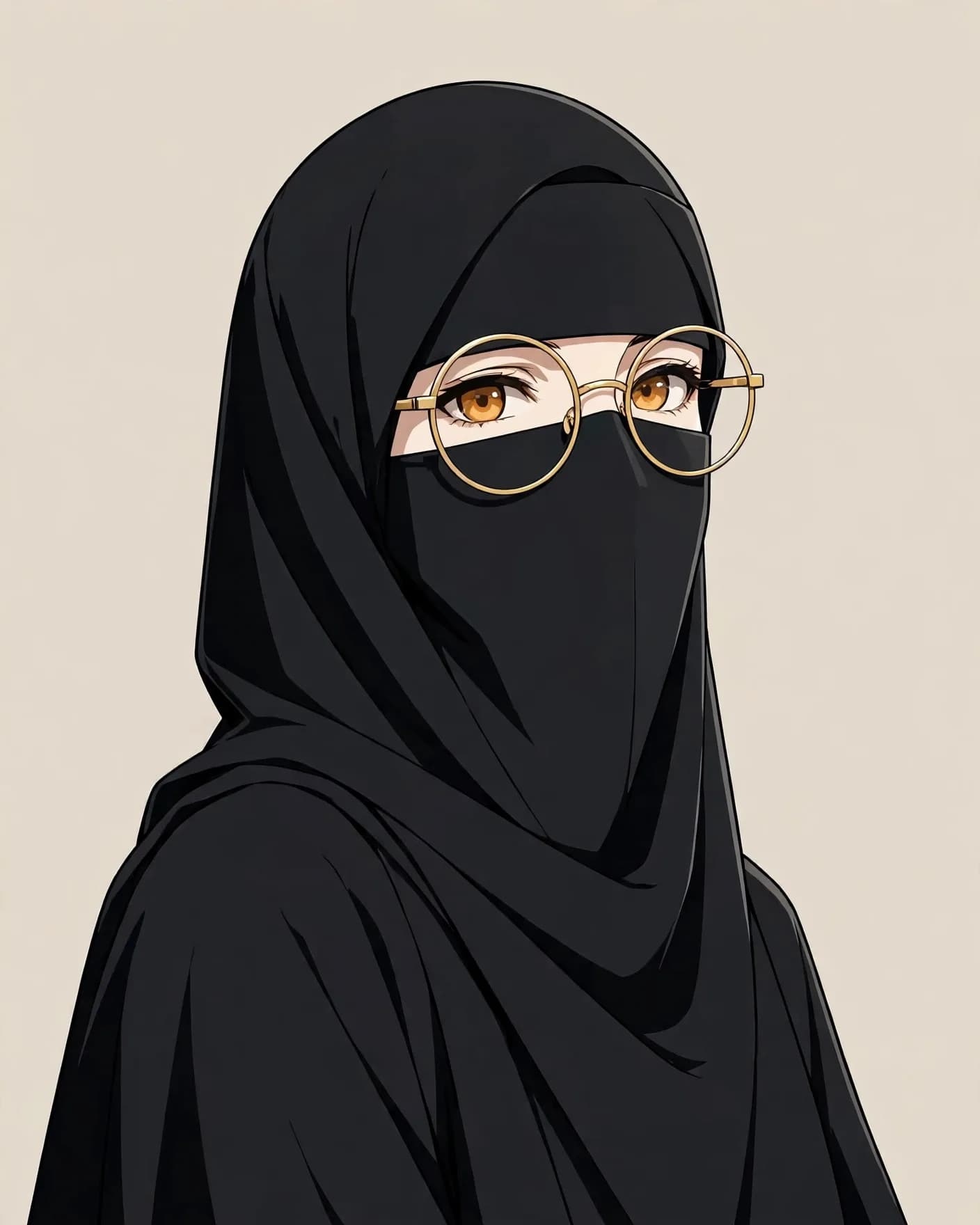 Modest Anime Vector Portrait Prompt — Niqab Illustration Style (4:5)
