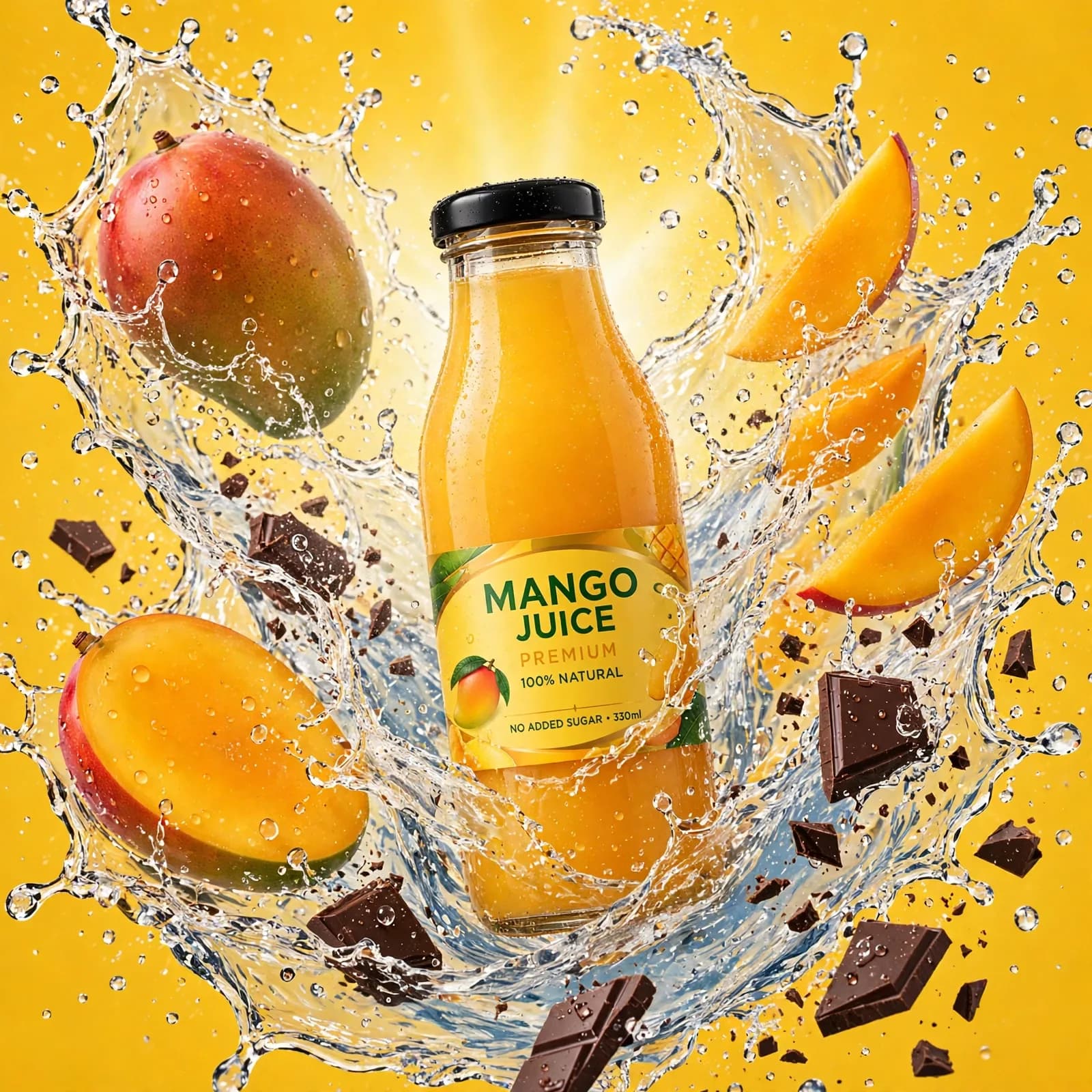 Mango Juice Splash Advertisement Prompt