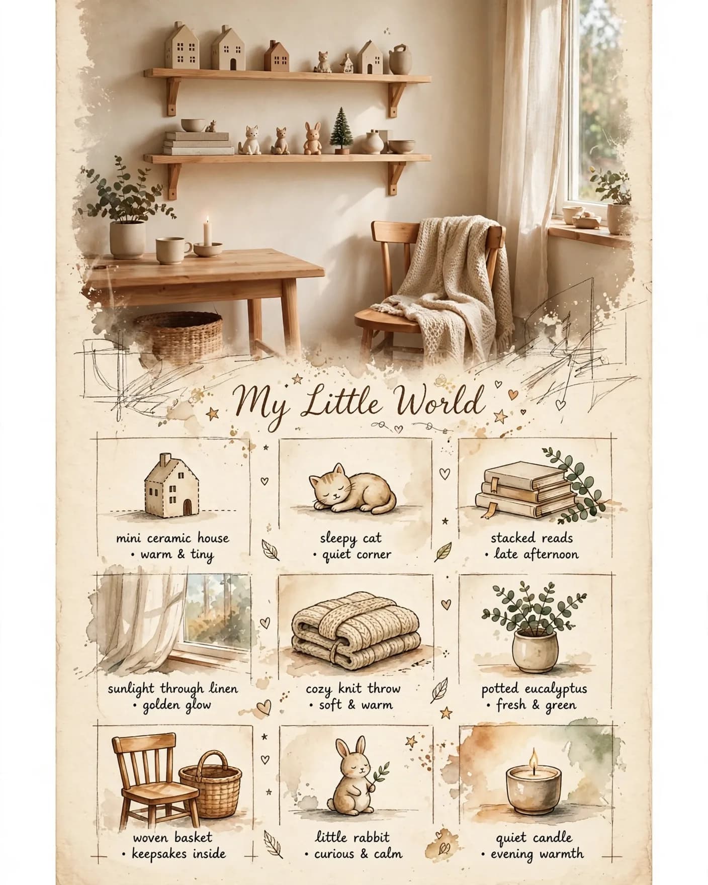 Cozy Home Scrapbook Poster Prompt (Photo + Illustration)