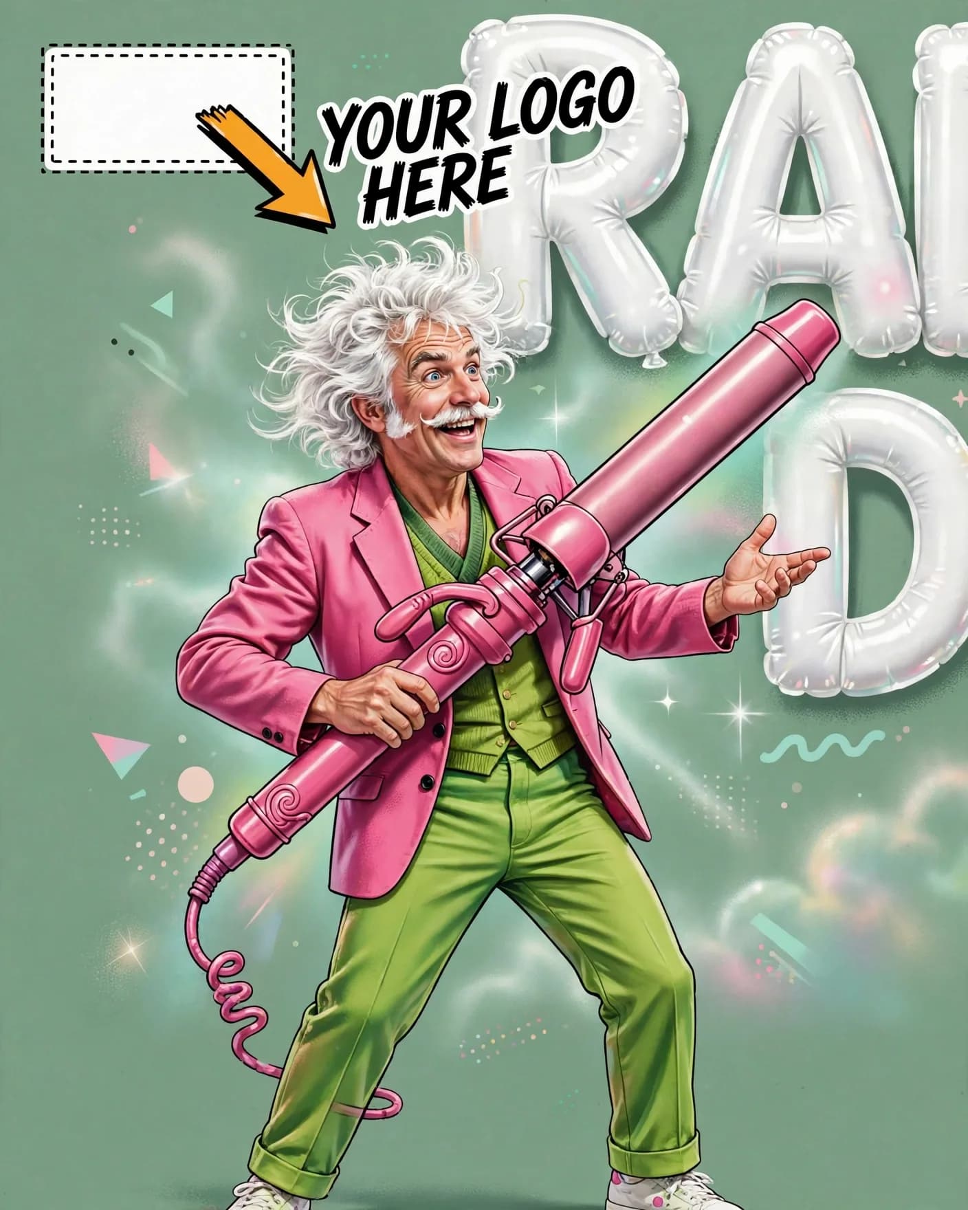 Retro 80s Airbrush Maximalist Character Poster Editable AI Prompt