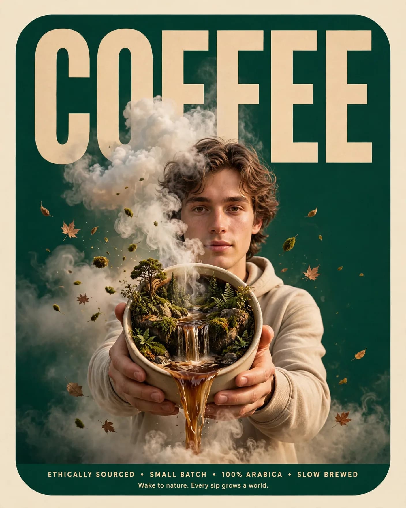 Surreal Coffee Ad Poster Prompt — A Whole World Inside the Cup