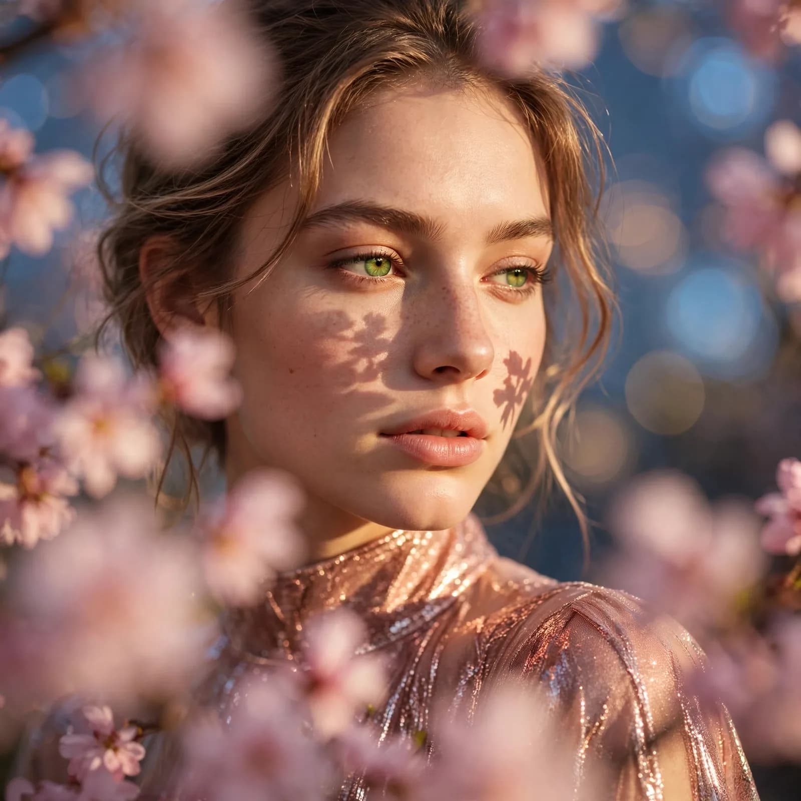Spring Blossom Portrait Through Pink Petals