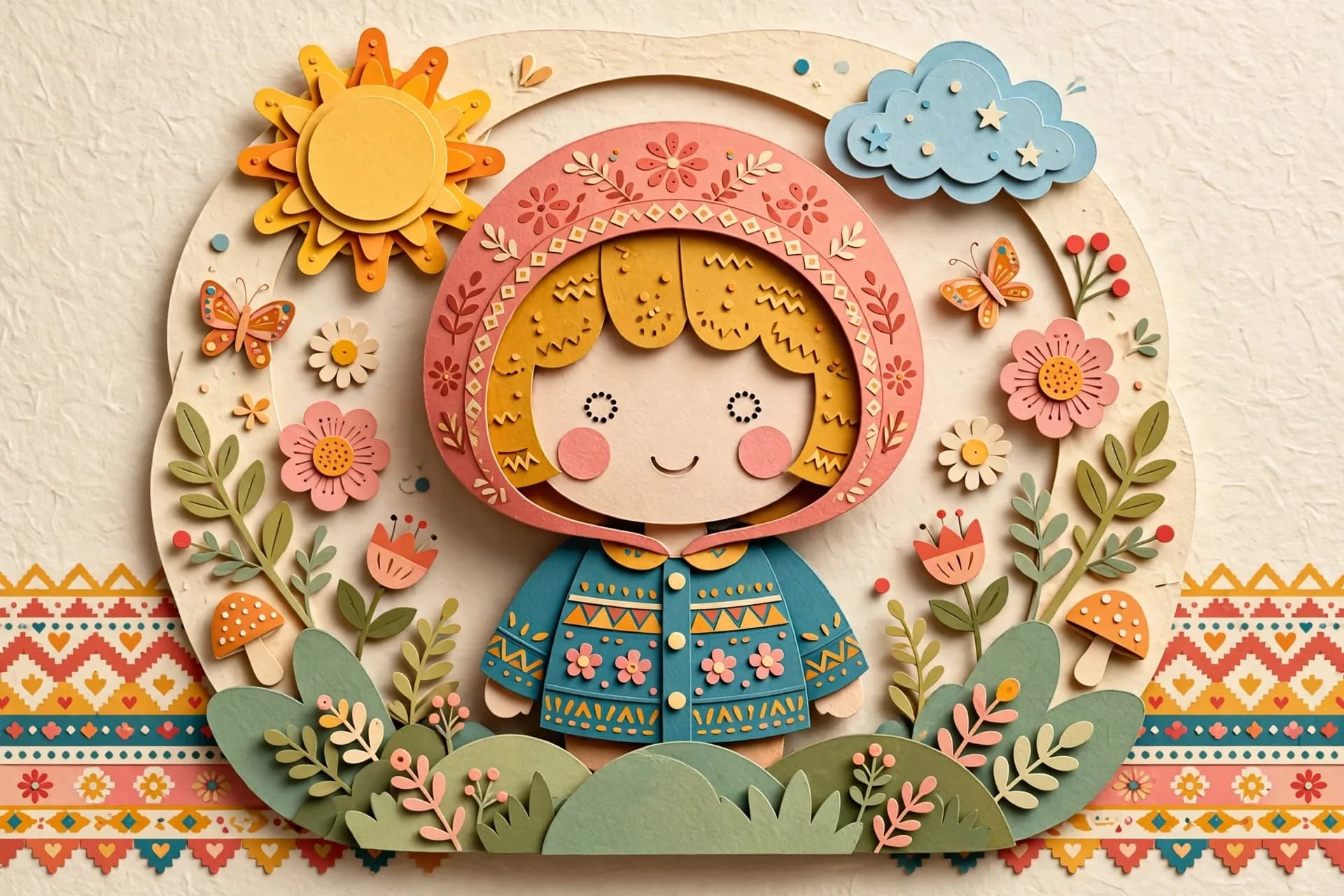 Folk Flat Illustration Prompt — Paper-Cut Style Photo Reimagining