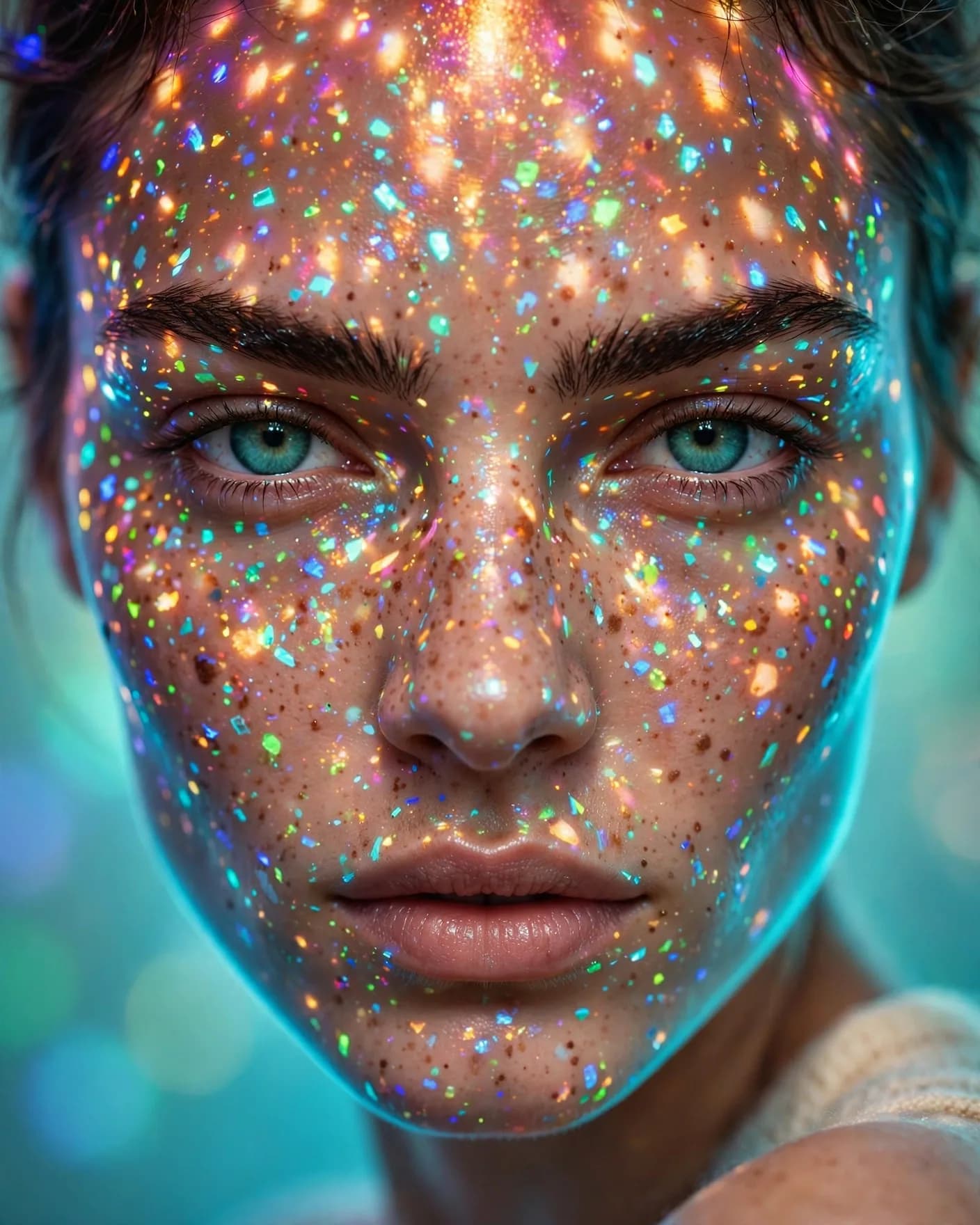 Iridescent Light-Confetti Beauty Portrait Prompt