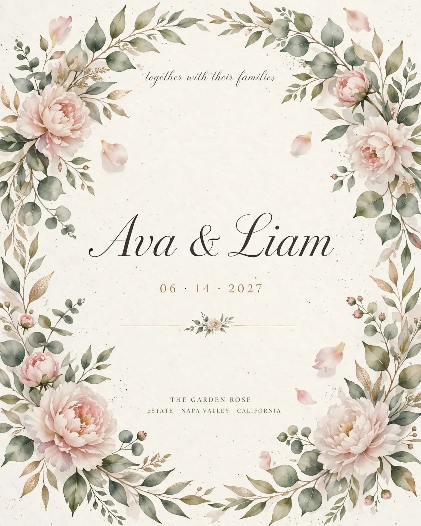 Elegant Floral Wedding Invitation Poster Prompt — Botanical Suite (4:5)