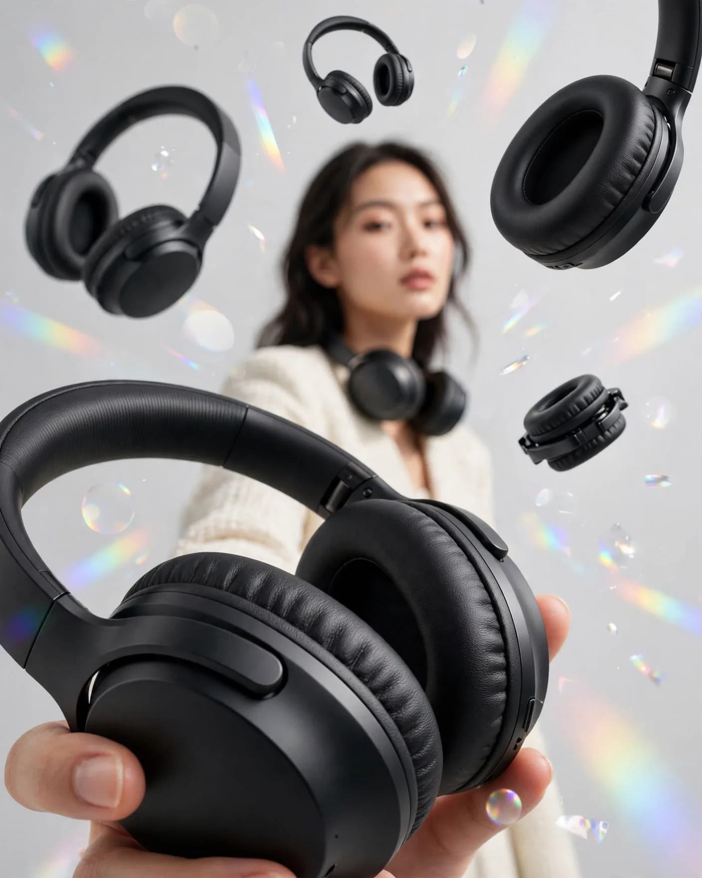 E-commerce Headphone Infographic Ad Prompt — Product Feature Layout