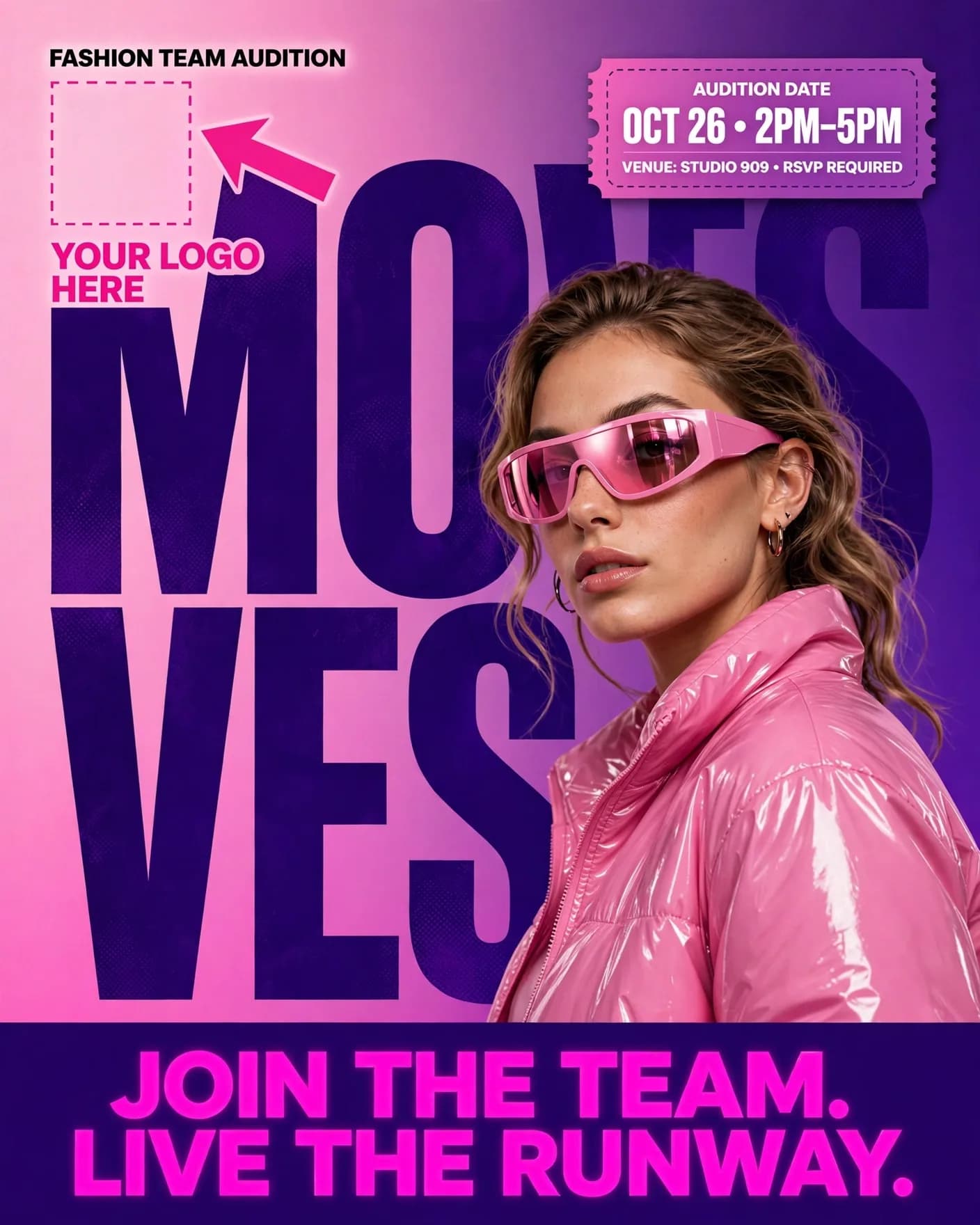 Fashion Team Audition Bold Gen-Z Poster Editable AI Prompt