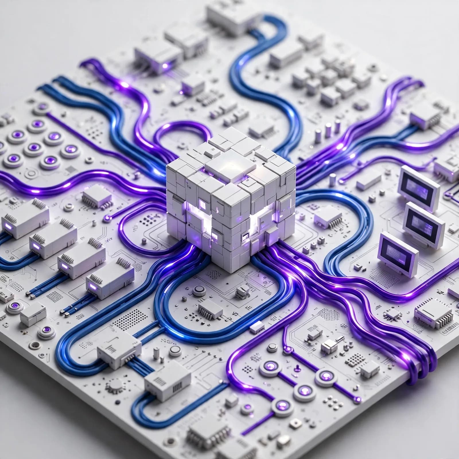 Isometric Circuit Board Prompt — Miniature Tech World 3D