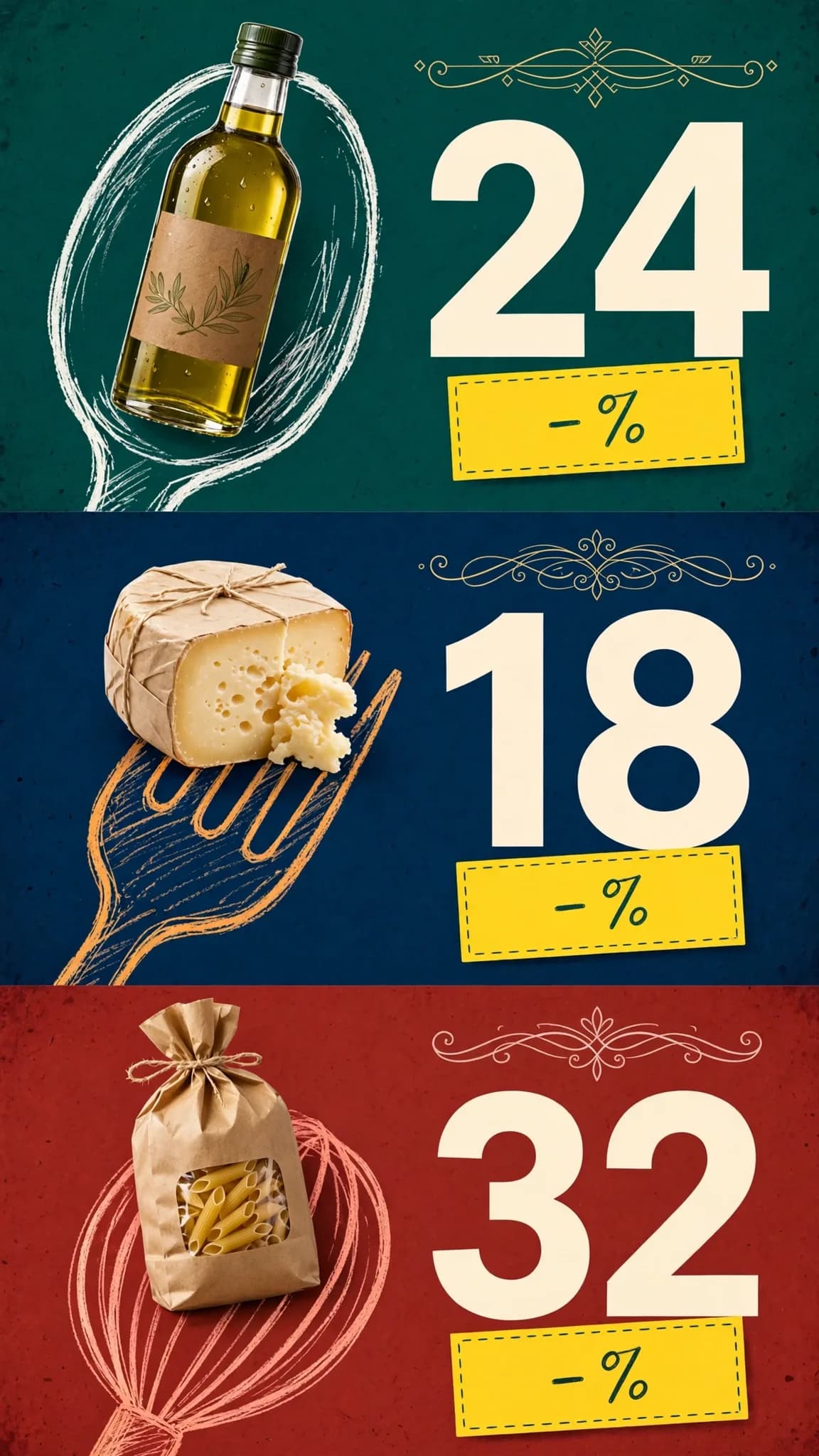 Supermarket Triptych Sale Campaign Prompt — Stacked Panels