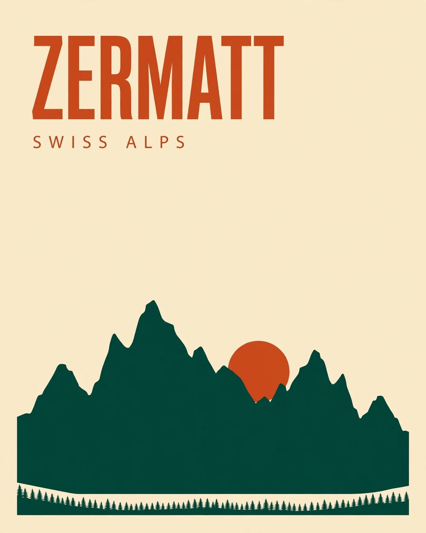 Swiss-Style Minimalist Travel Poster Prompt — Alpine Landscape Series (4:5)