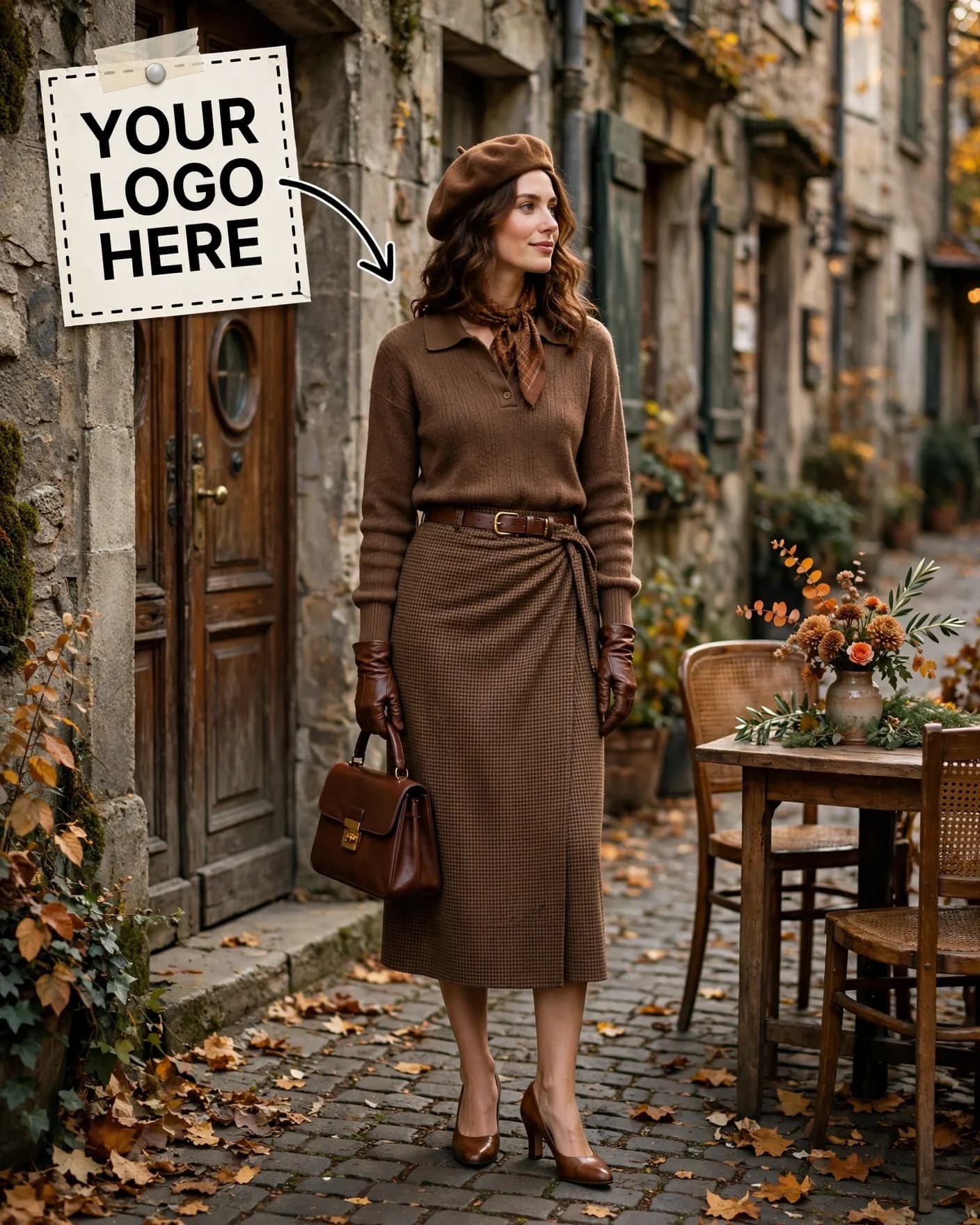 Cottagecore Autumn Street Fashion Editorial Editable AI Prompt