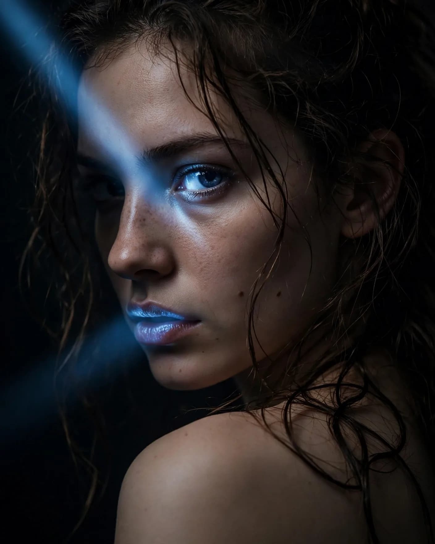 Dramatic Slit Light Beauty Portrait Prompt