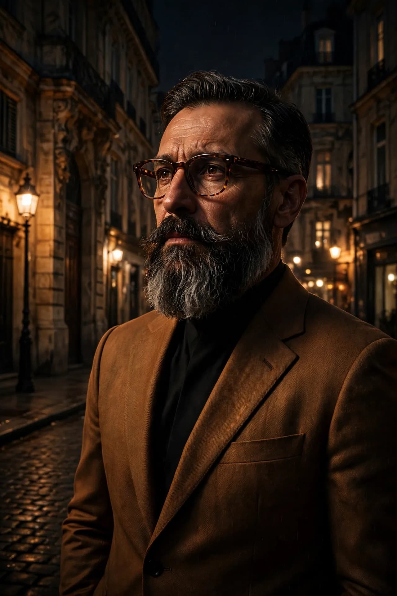 Chiaroscuro Night Portrait Prompt — European Street Moody Look