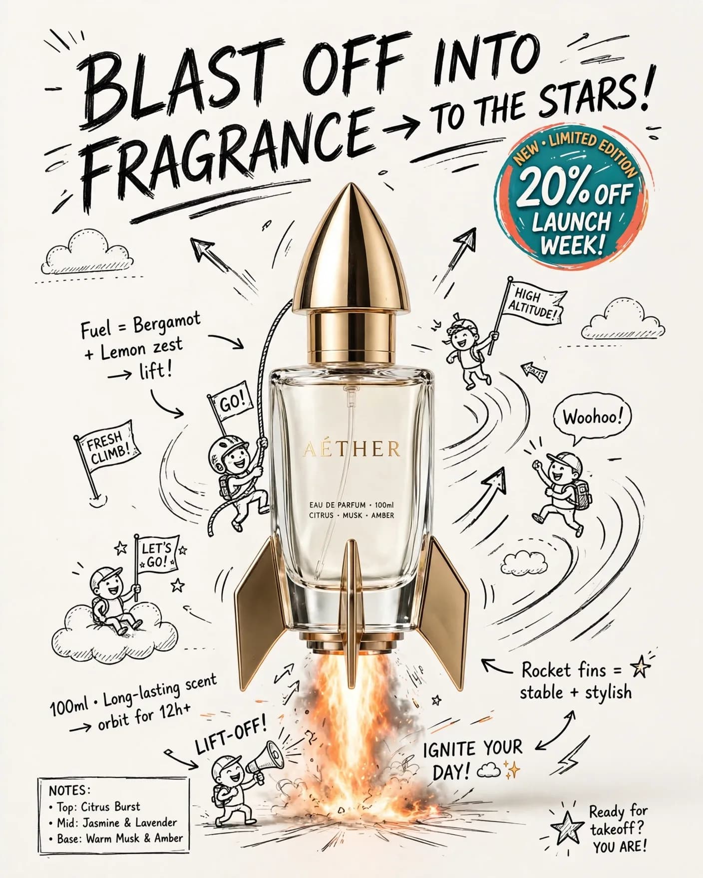 Doodle Ad Poster Prompt — Playful Hand-Drawn Campaign Around Your Product