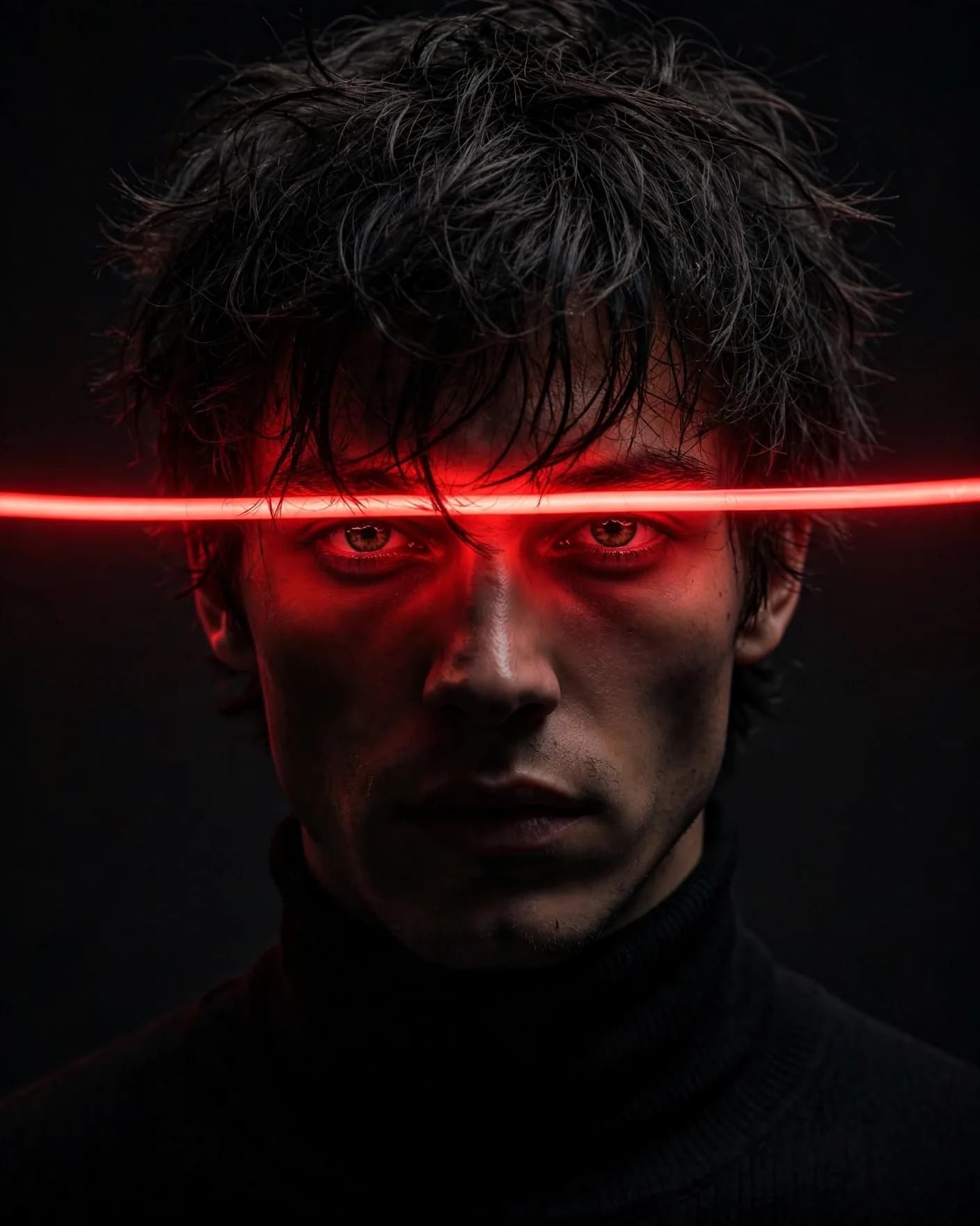 Red Neon Strip Portrait Prompt — Moody Cinematic Close-Up