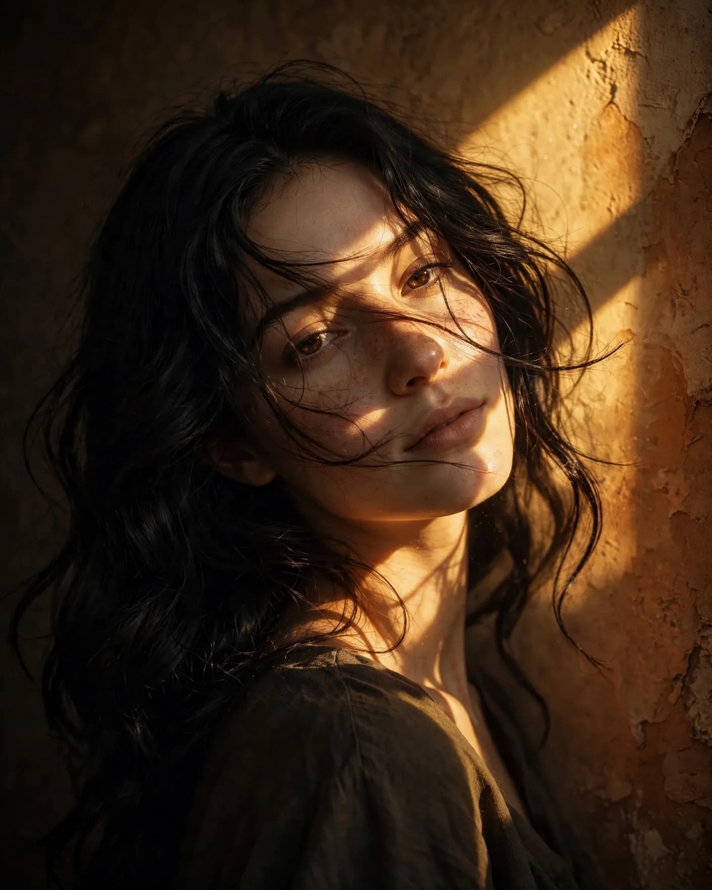 Golden Window Light Moody Portrait Prompt