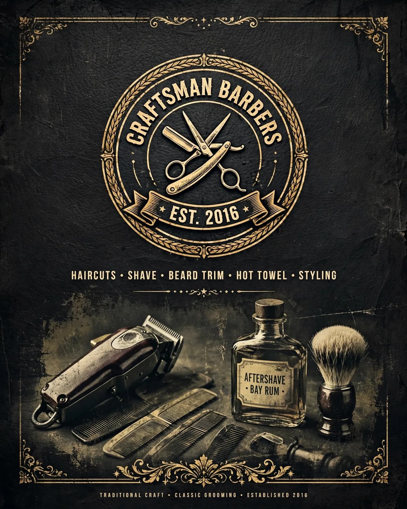 Vintage Barbershop Logo Prompt — Classic Badge Brand Poster