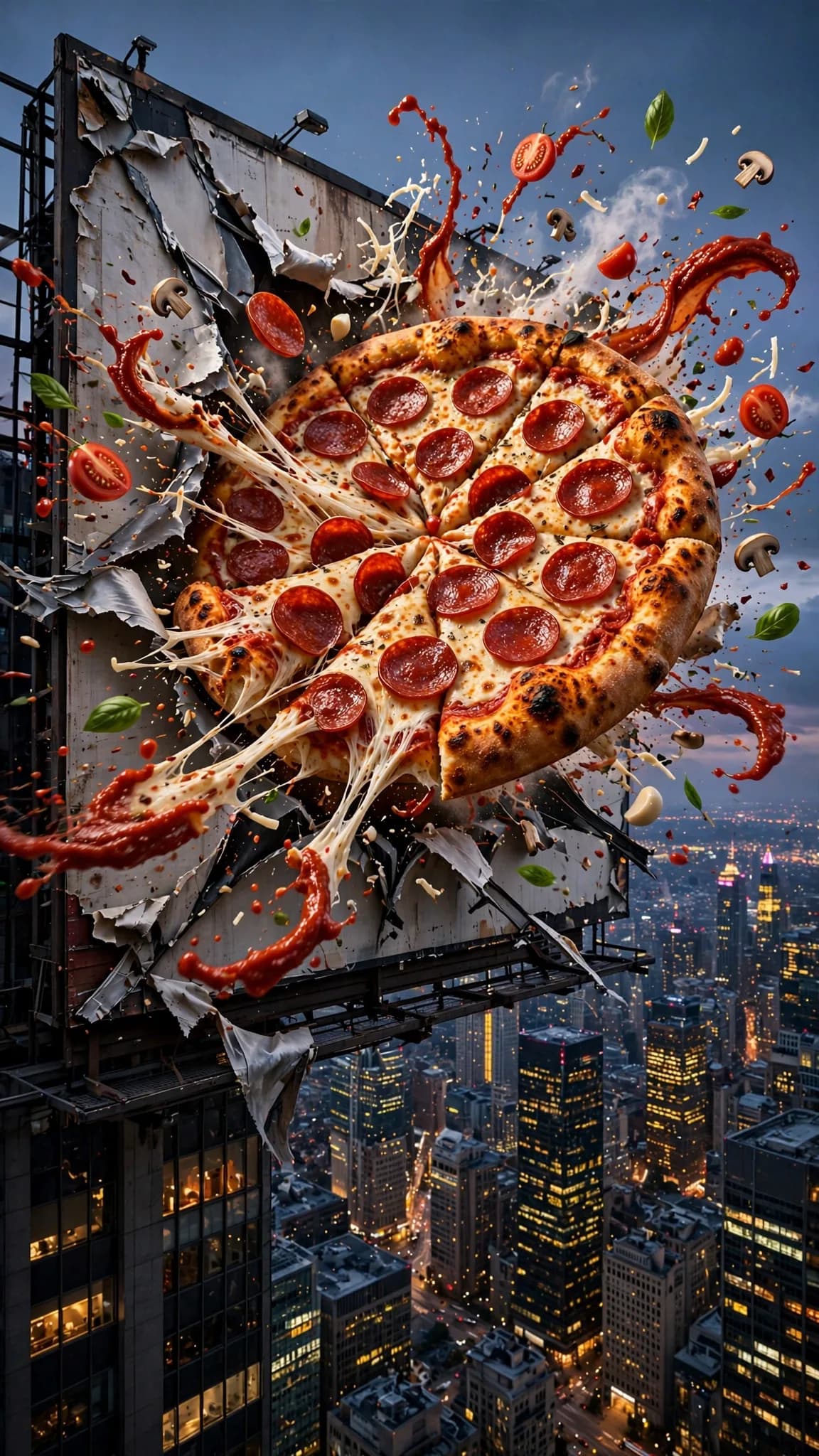 3D Billboard Breakout Ad Prompt — Product Bursting Through