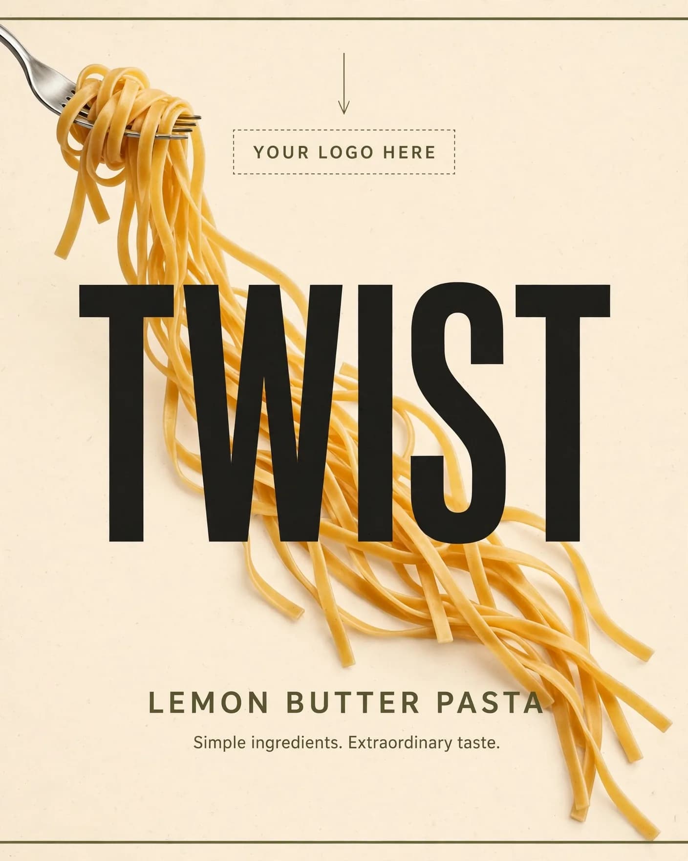 Twist Pasta Lemon Butter Ad Design Editable AI Prompt