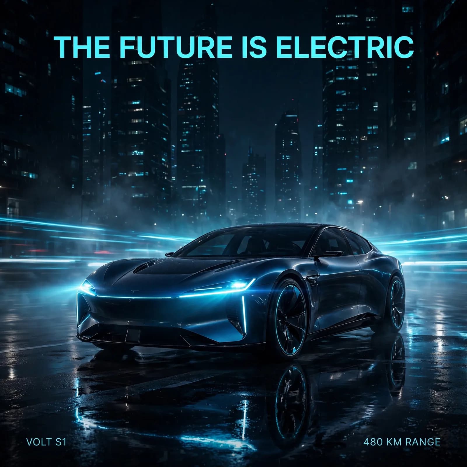 Electric Car Night-City Ad Prompt — Futuristic EV Campaign (1:1)