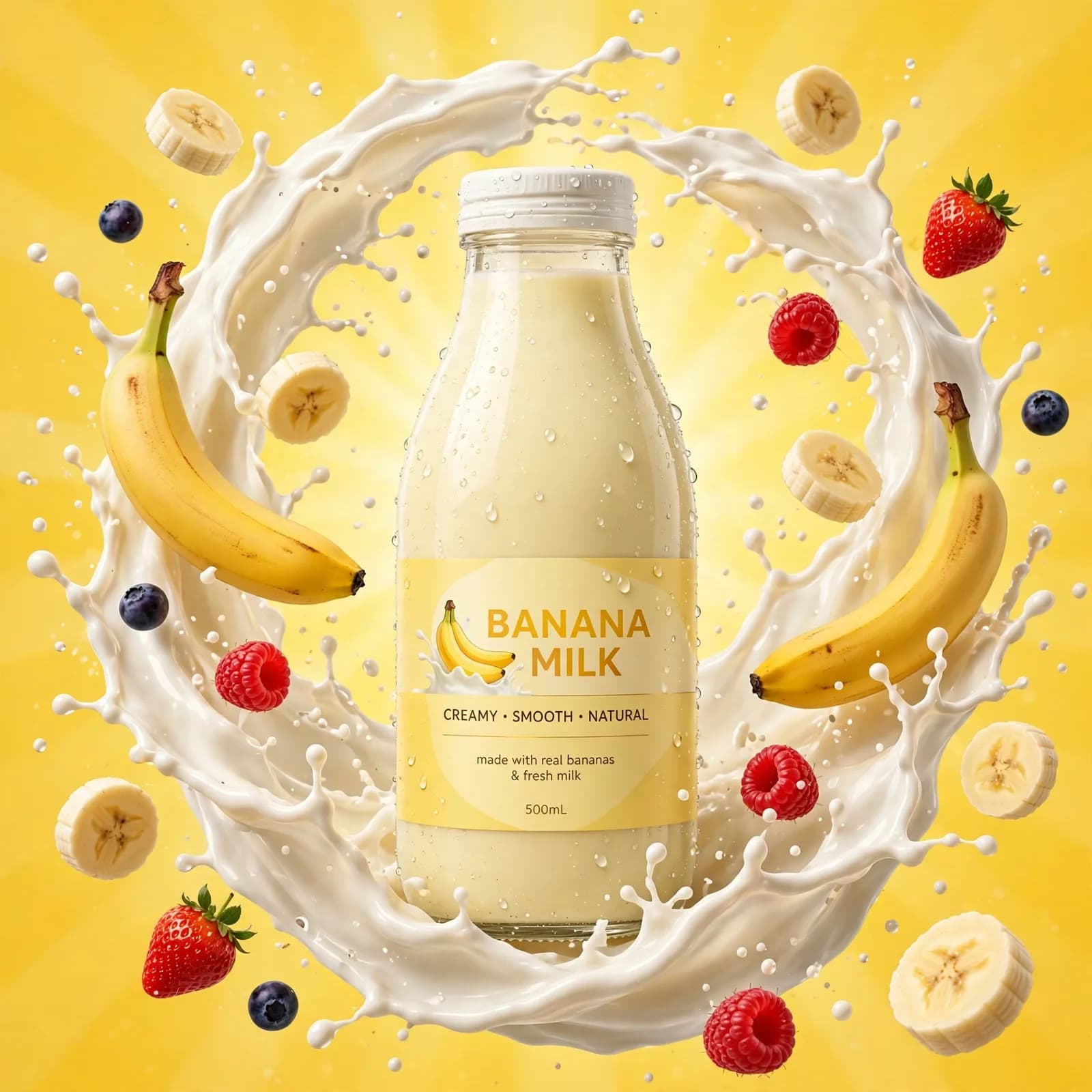 Banana Milk Splash Advertisement Prompt