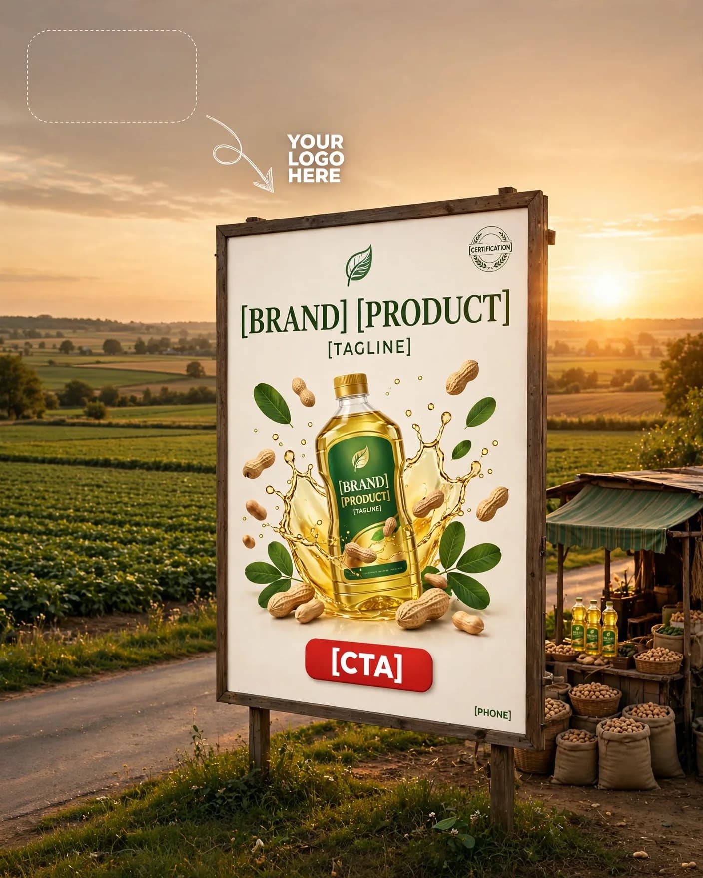 Groundnut Oil Billboard Rural Trust Farm Fresh Editable AI Prompt