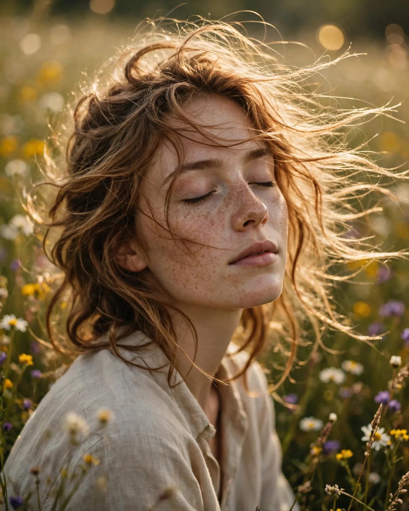 Windy Meadow Film Portrait Prompt — Kodak Portra Mood (4:5)