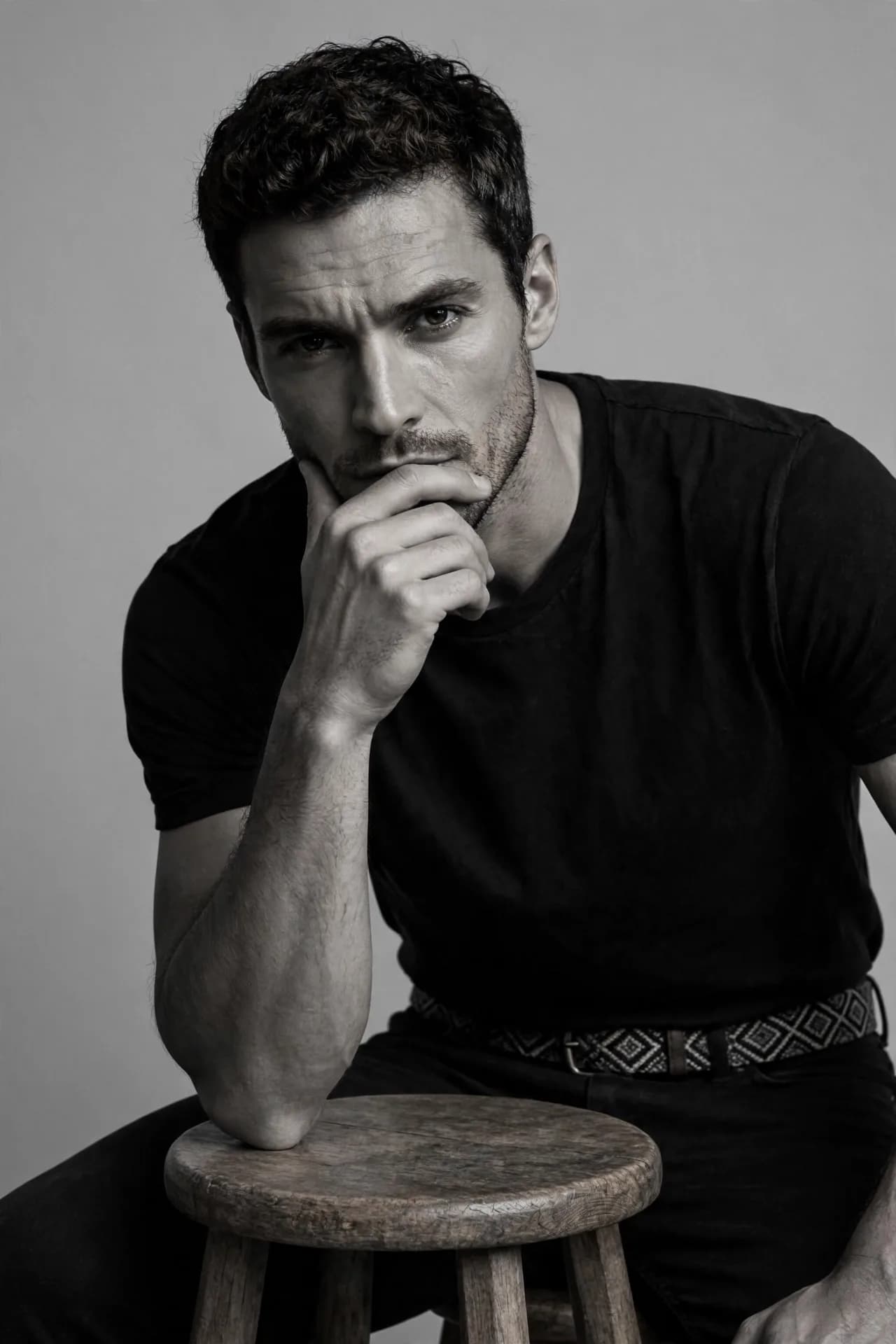 Black & White Studio Portrait Prompt — Classic Male Editorial